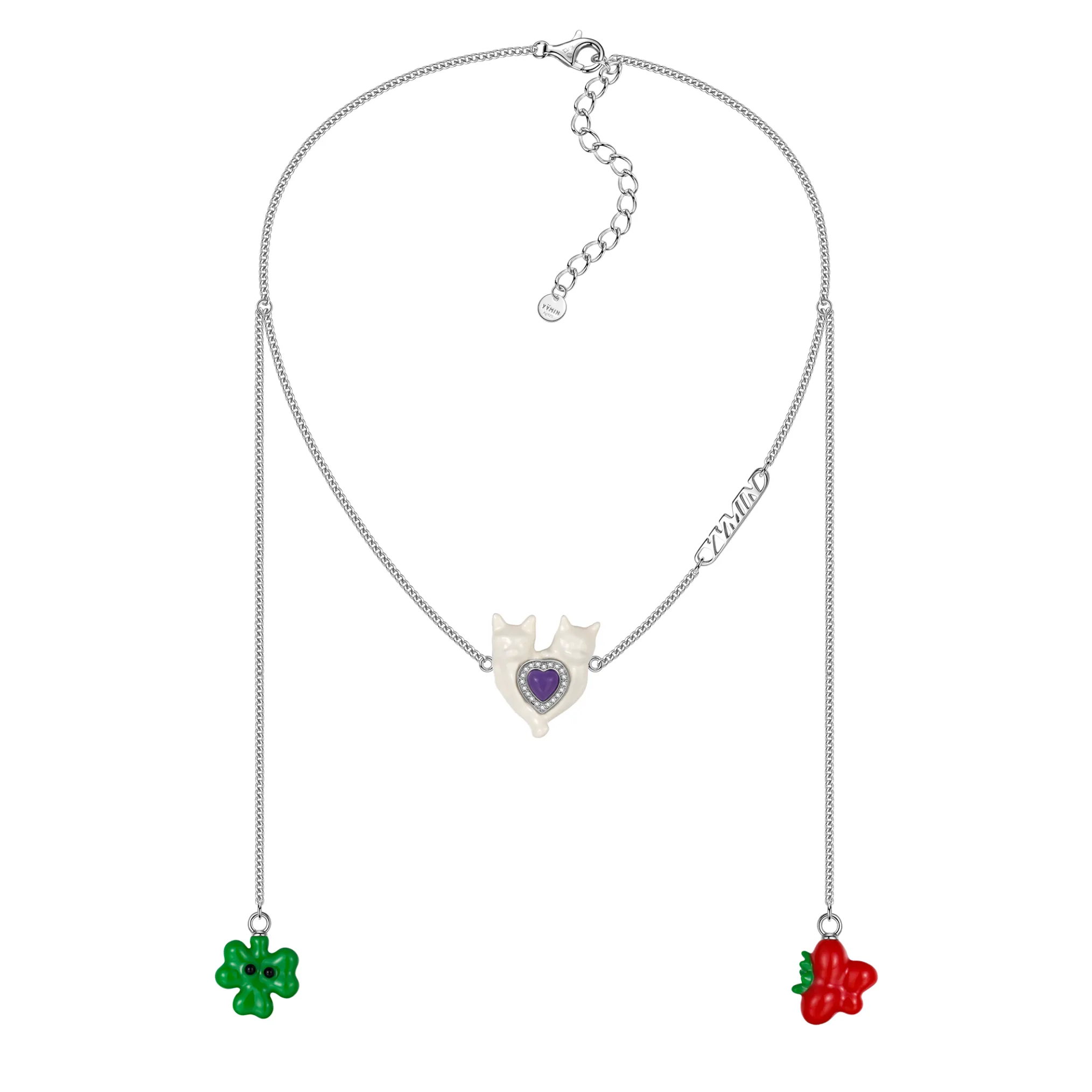 Electric Girl / Kitties Heart Necklace