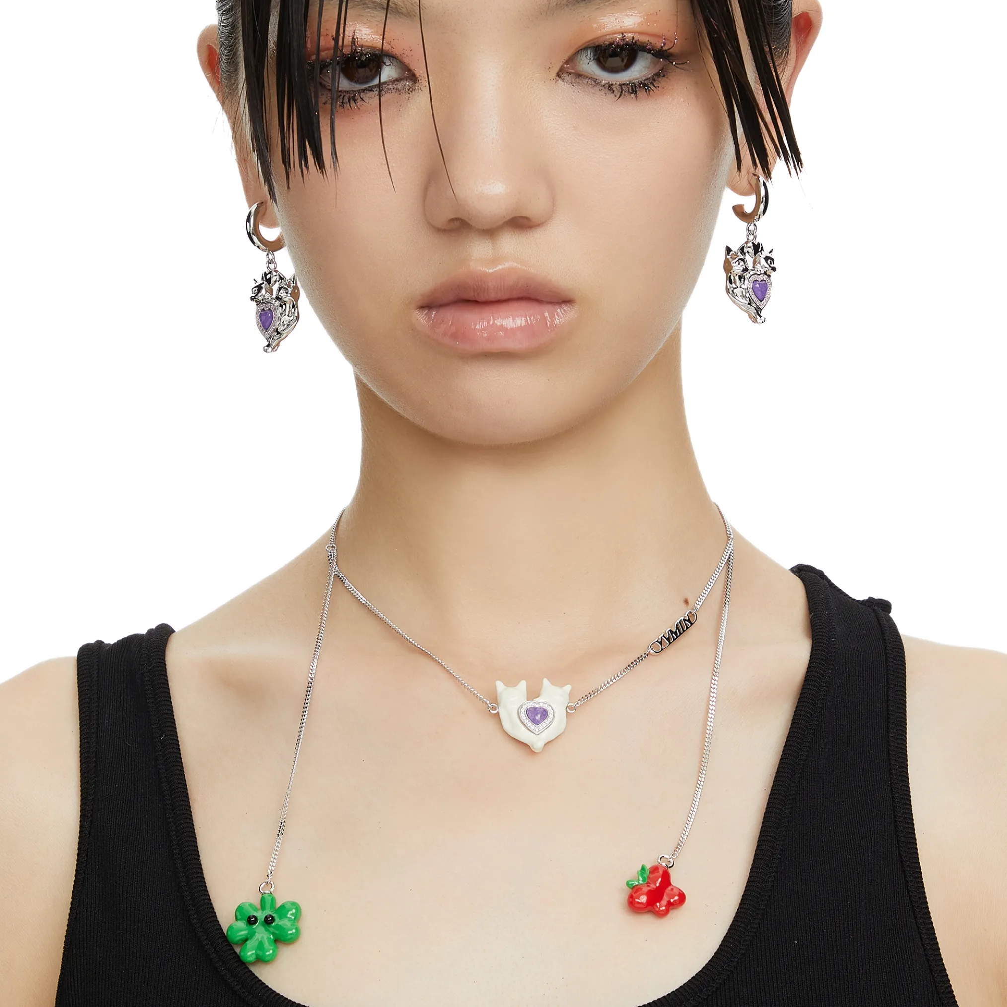 Electric Girl / Kitties Heart Necklace