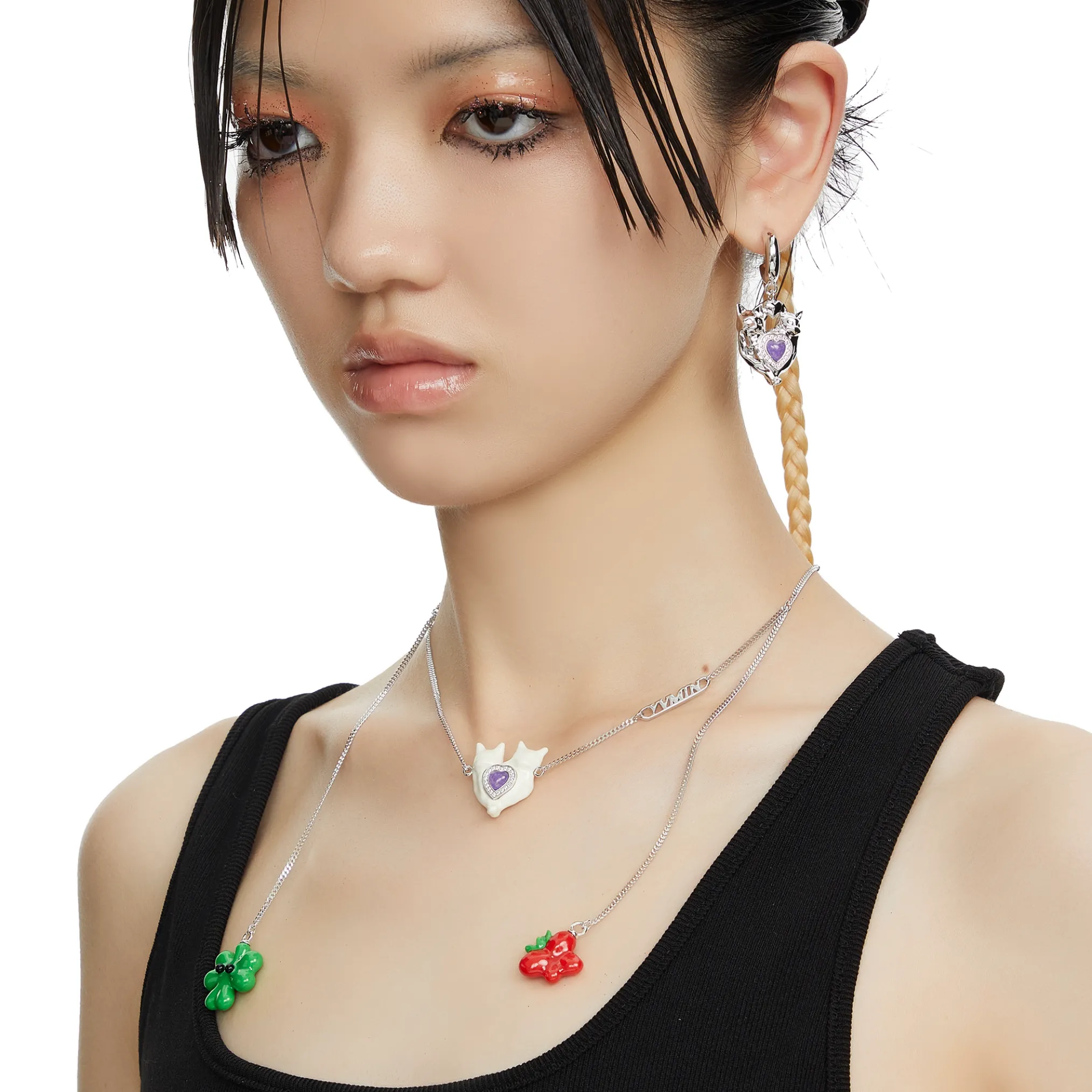 Electric Girl / Kitties Heart Necklace