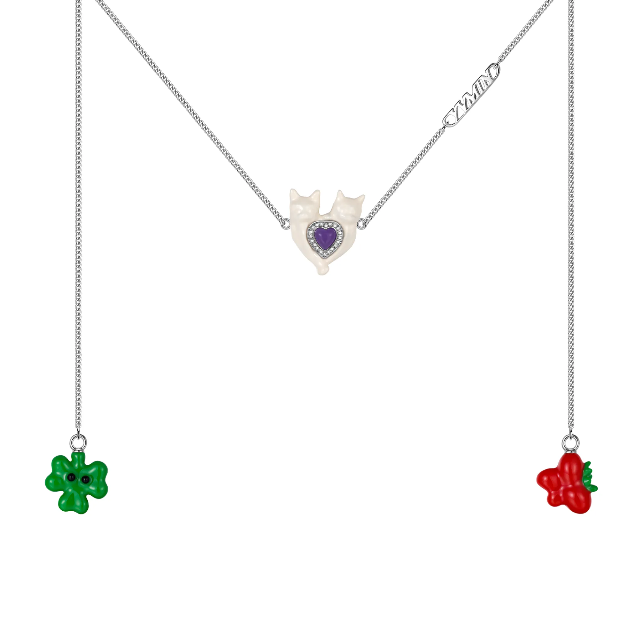 Electric Girl / Kitties Heart Necklace