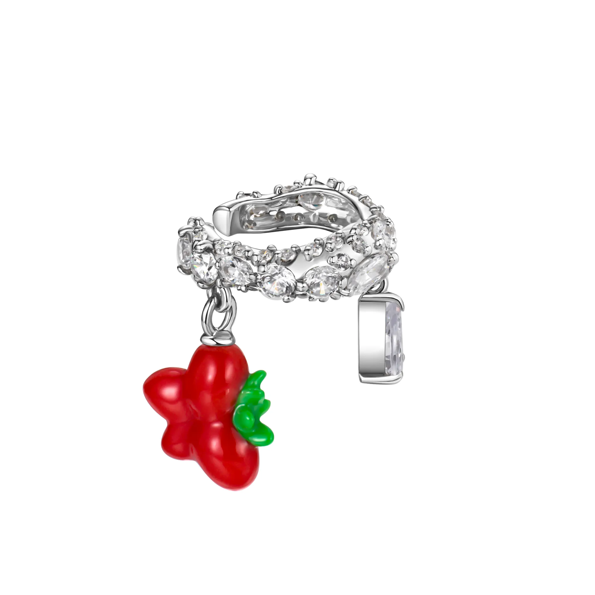 ElectricGirl / Strawberry Pendant Pave Ear Clip