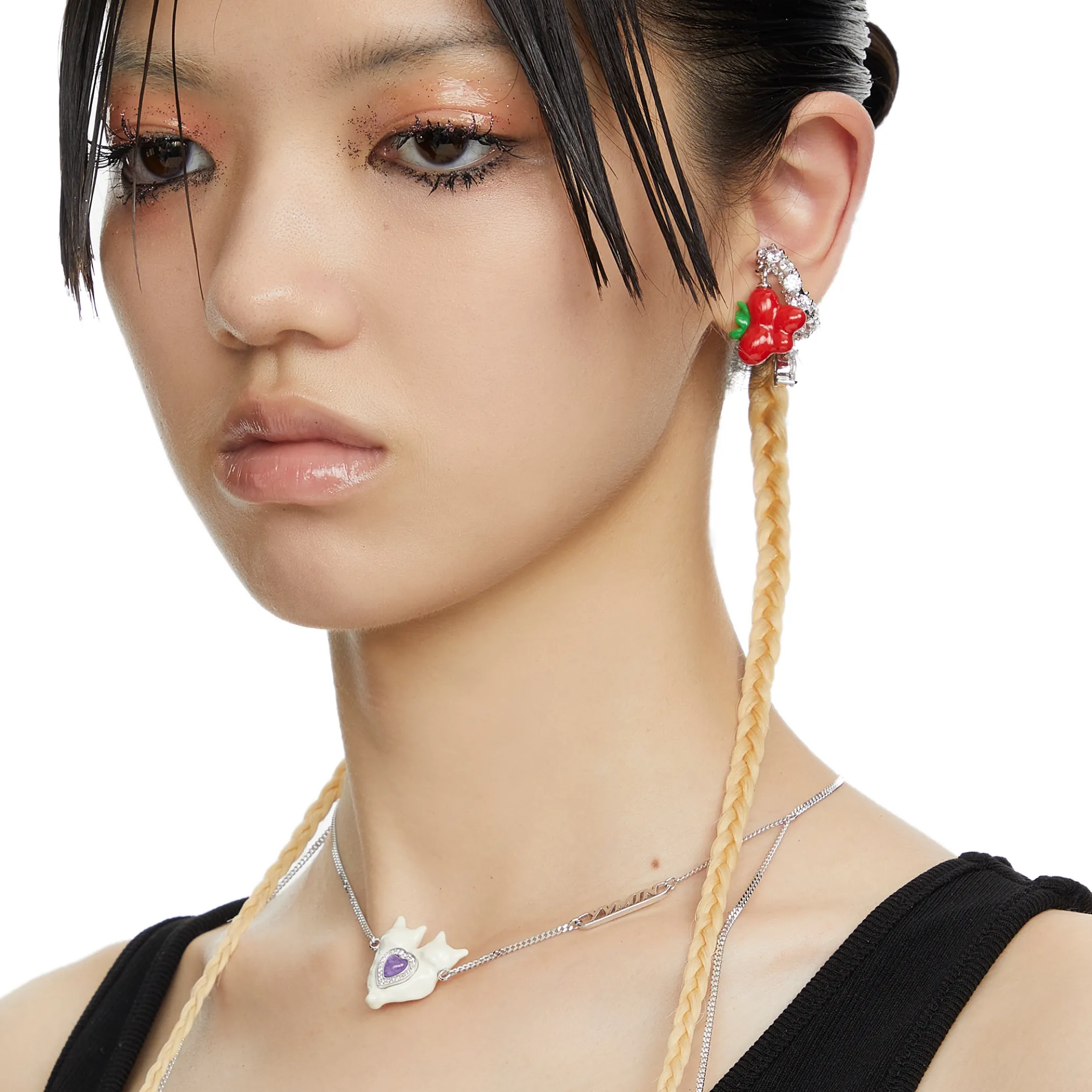 ElectricGirl / Strawberry Pendant Pave Ear Clip