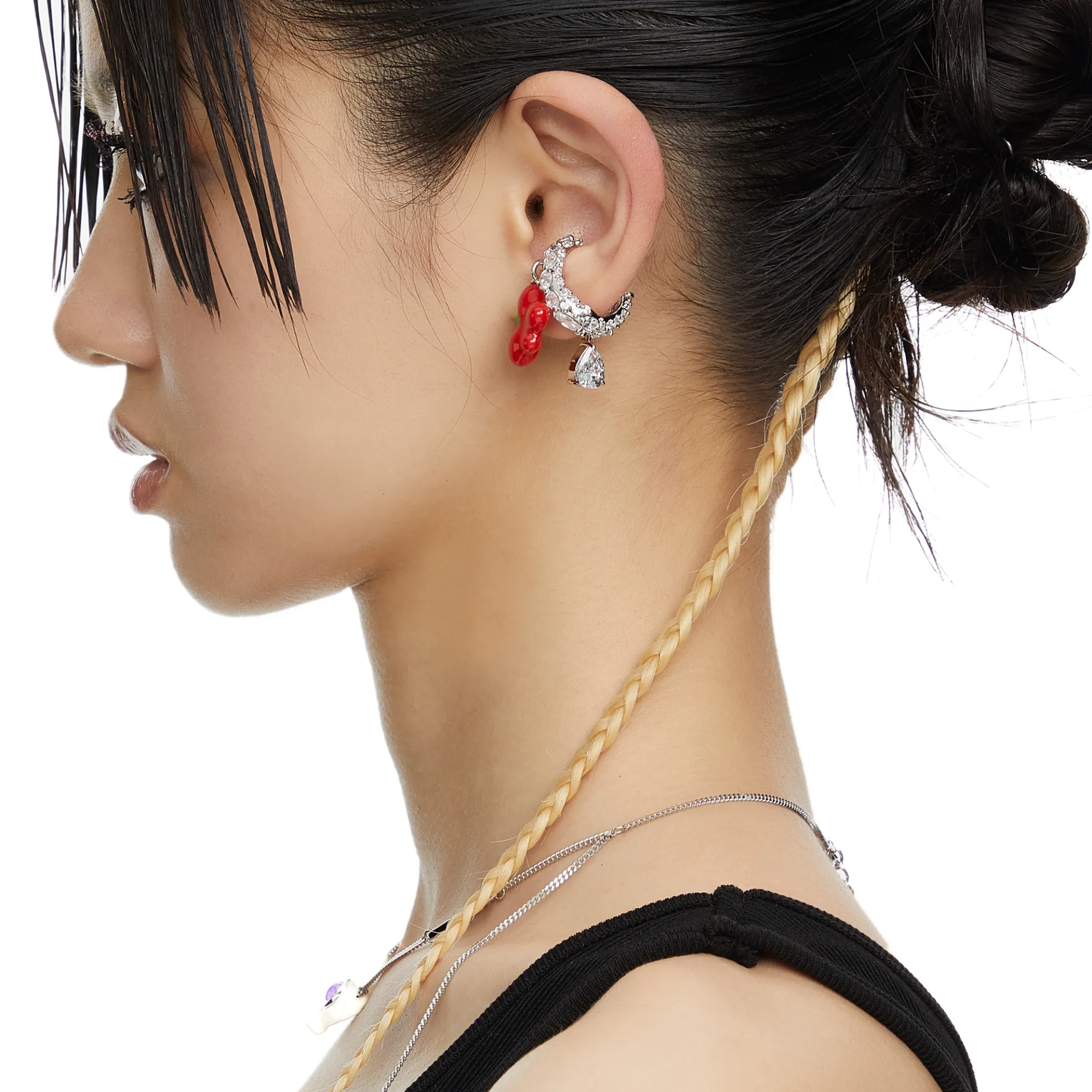ElectricGirl / Strawberry Pendant Pave Ear Clip