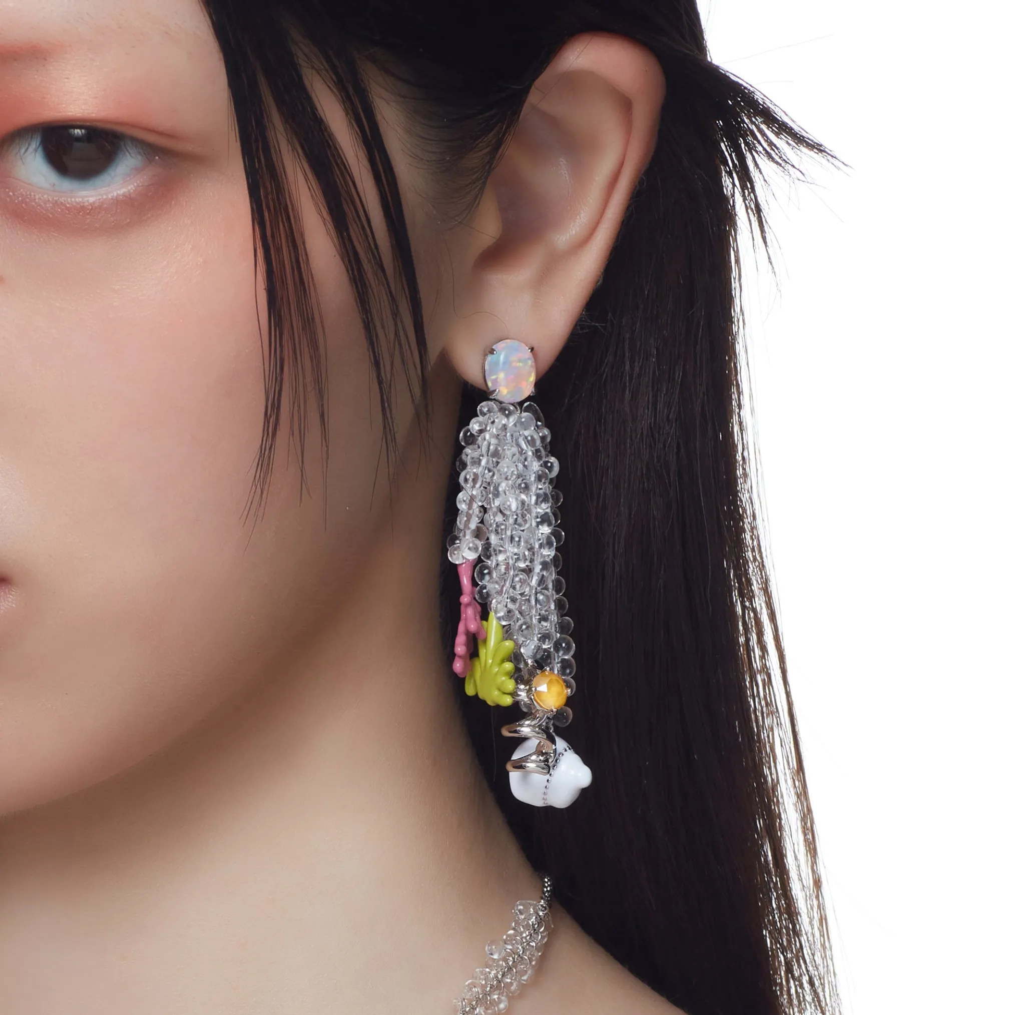 ElectricGirl / Colorful Bio Opal Tassels Earring
