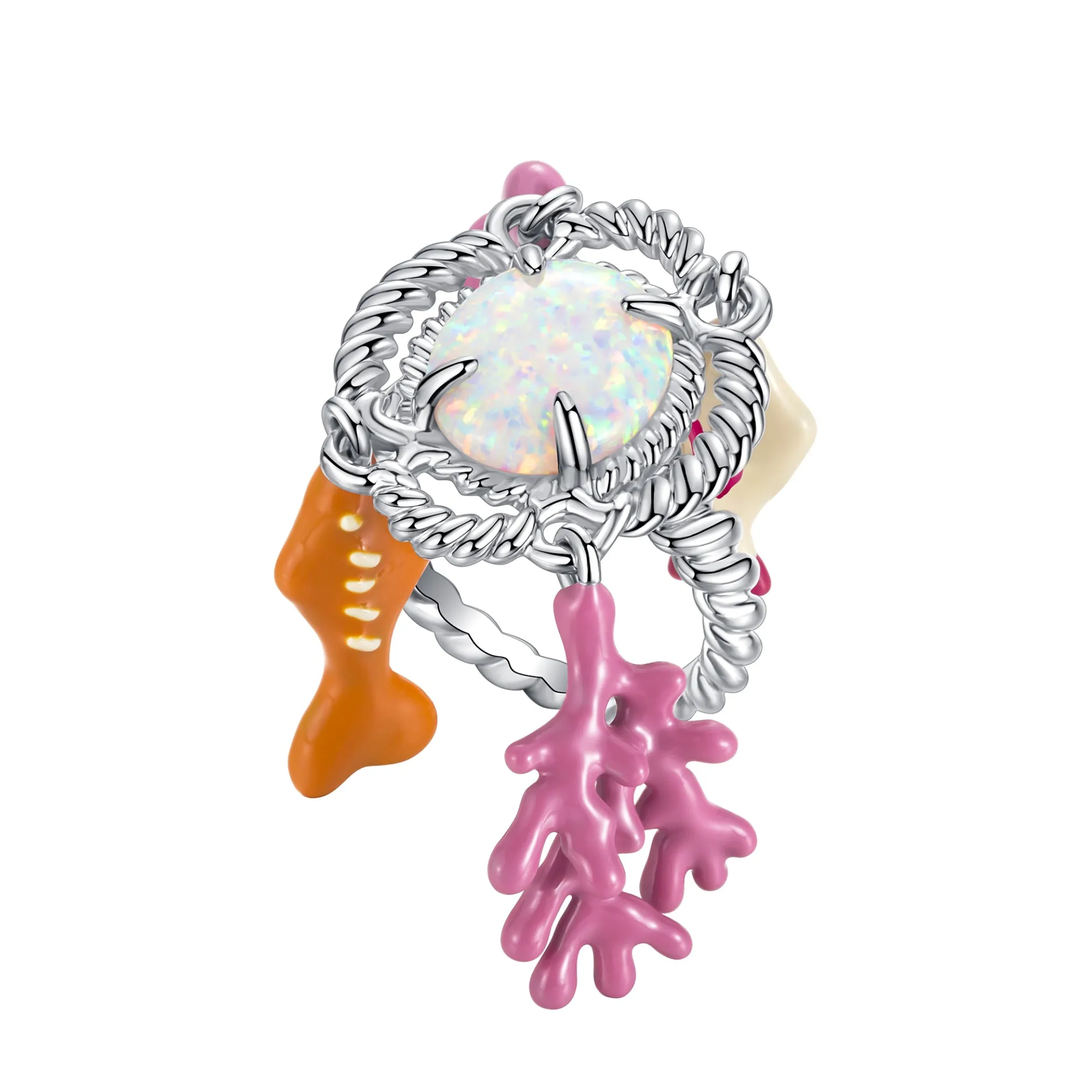 ElectricGirl / Colorful Bio Opal Ring