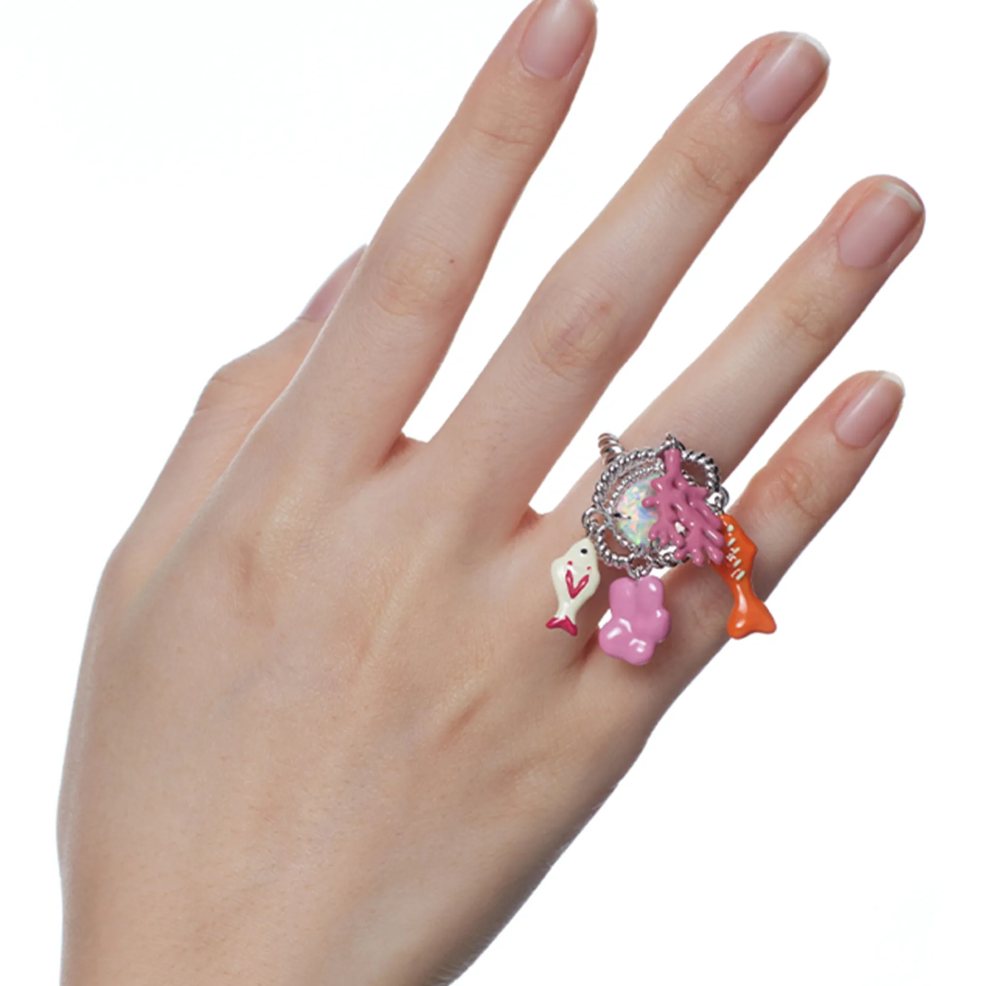 ElectricGirl / Colorful Bio Opal Ring