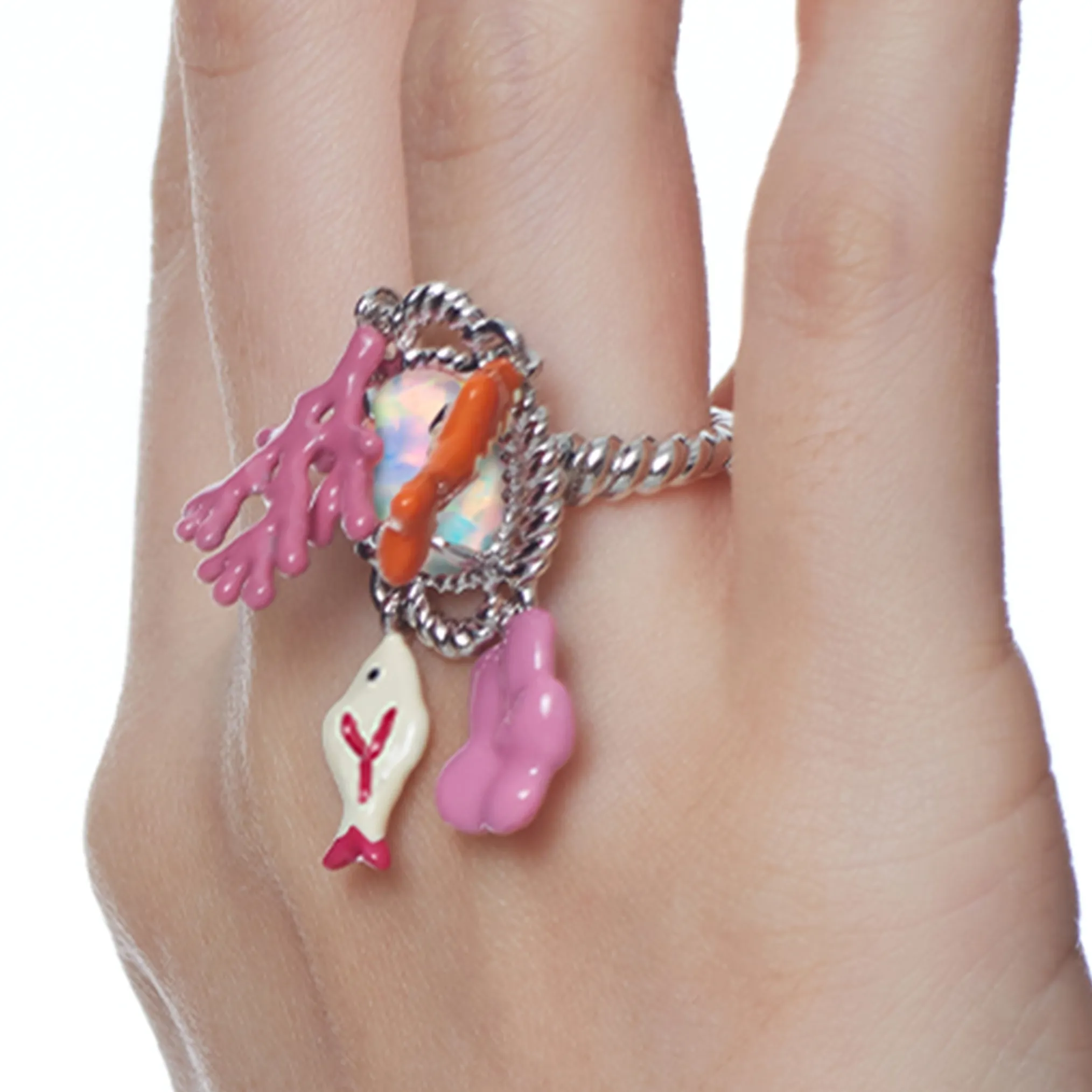 ElectricGirl / Colorful Bio Opal Ring