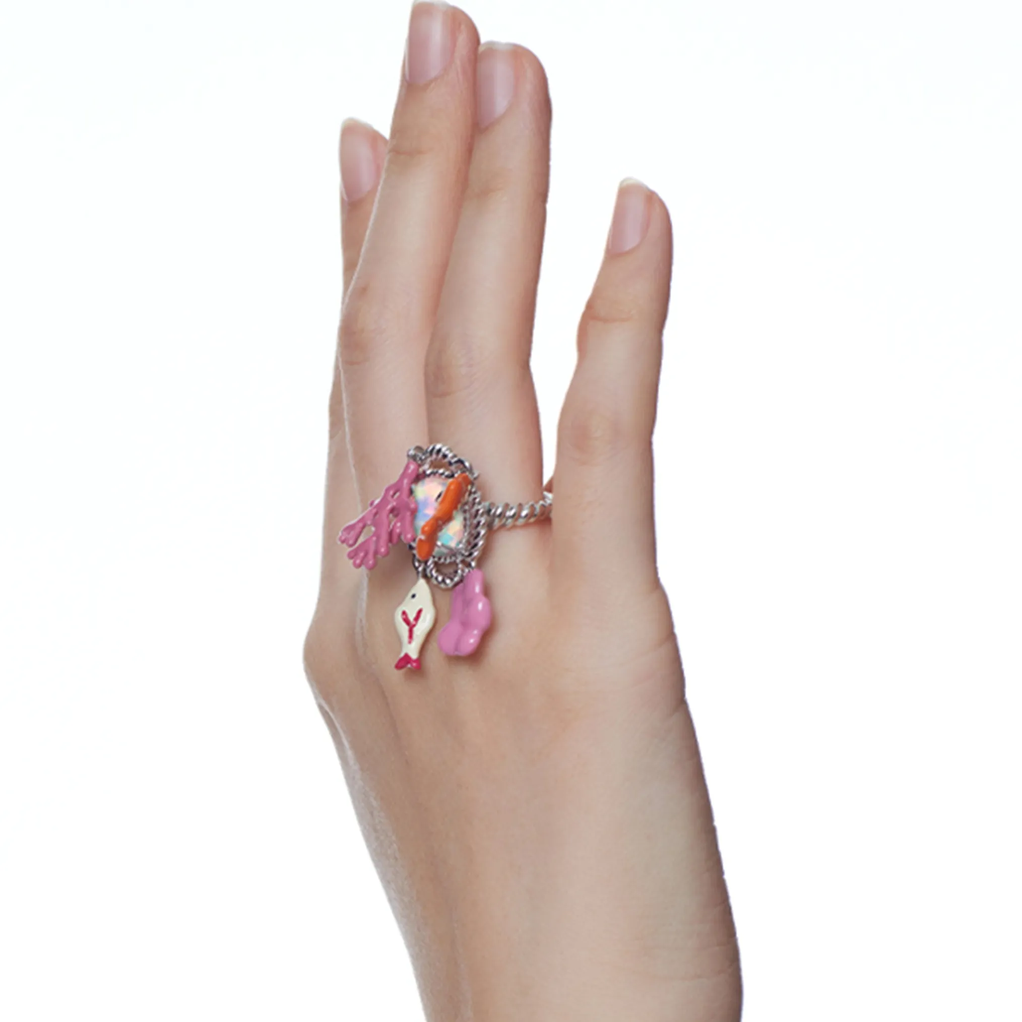 ElectricGirl / Colorful Bio Opal Ring