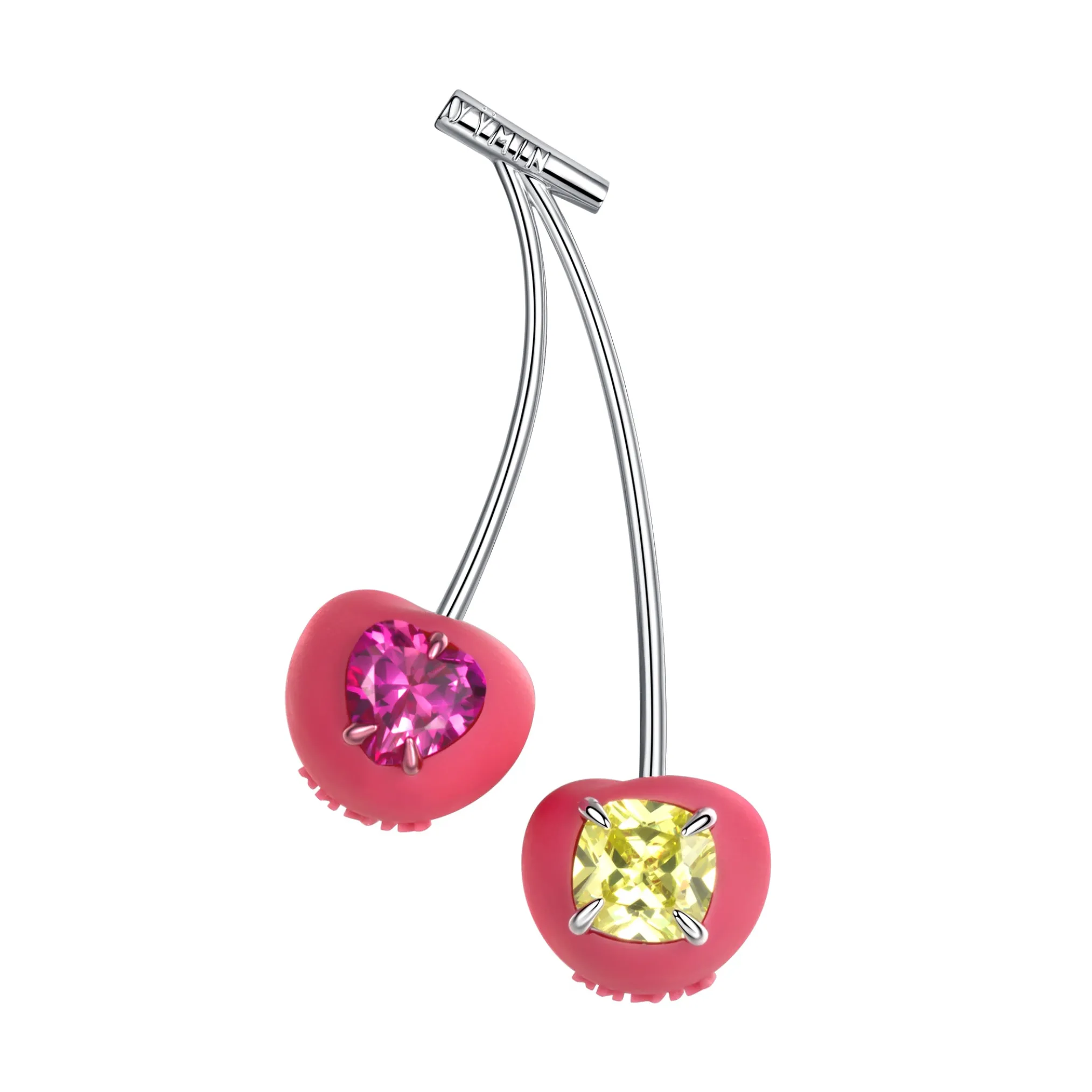 ElectricGirl / Colorful Gemstone Double Cherries Earring