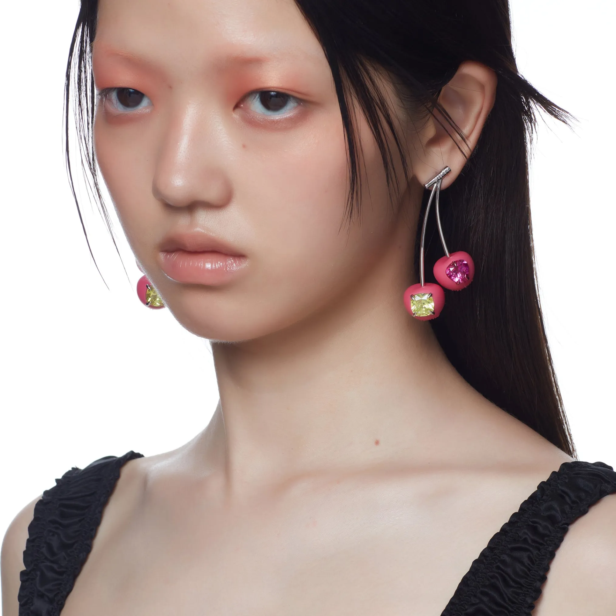 ElectricGirl / Colorful Gemstone Double Cherries Earring