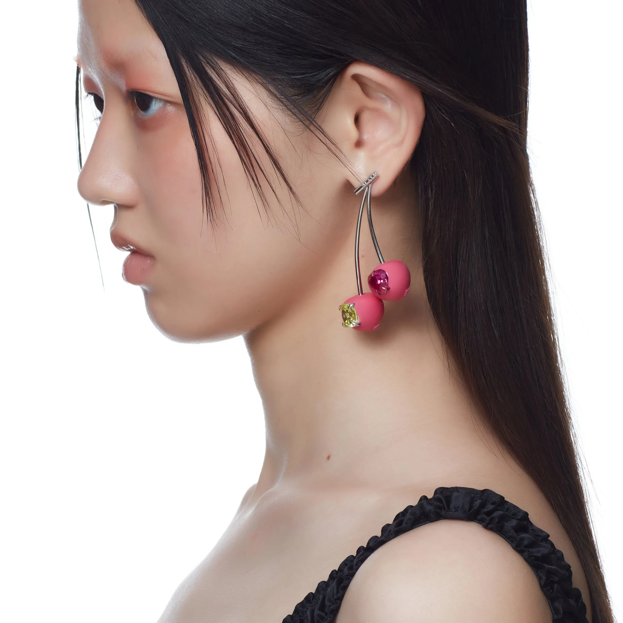 ElectricGirl / Colorful Gemstone Double Cherries Earring