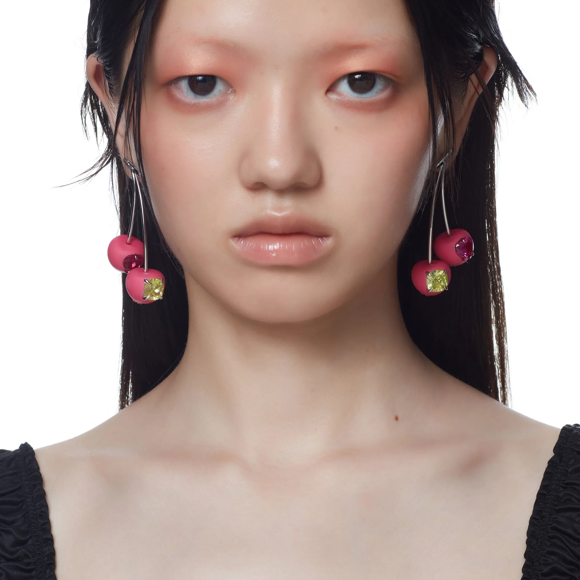 ElectricGirl / Colorful Gemstone Double Cherries Earring