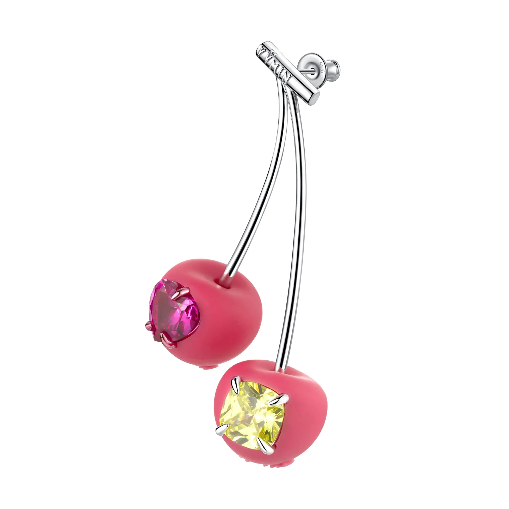 ElectricGirl / Colorful Gemstone Double Cherries Earring