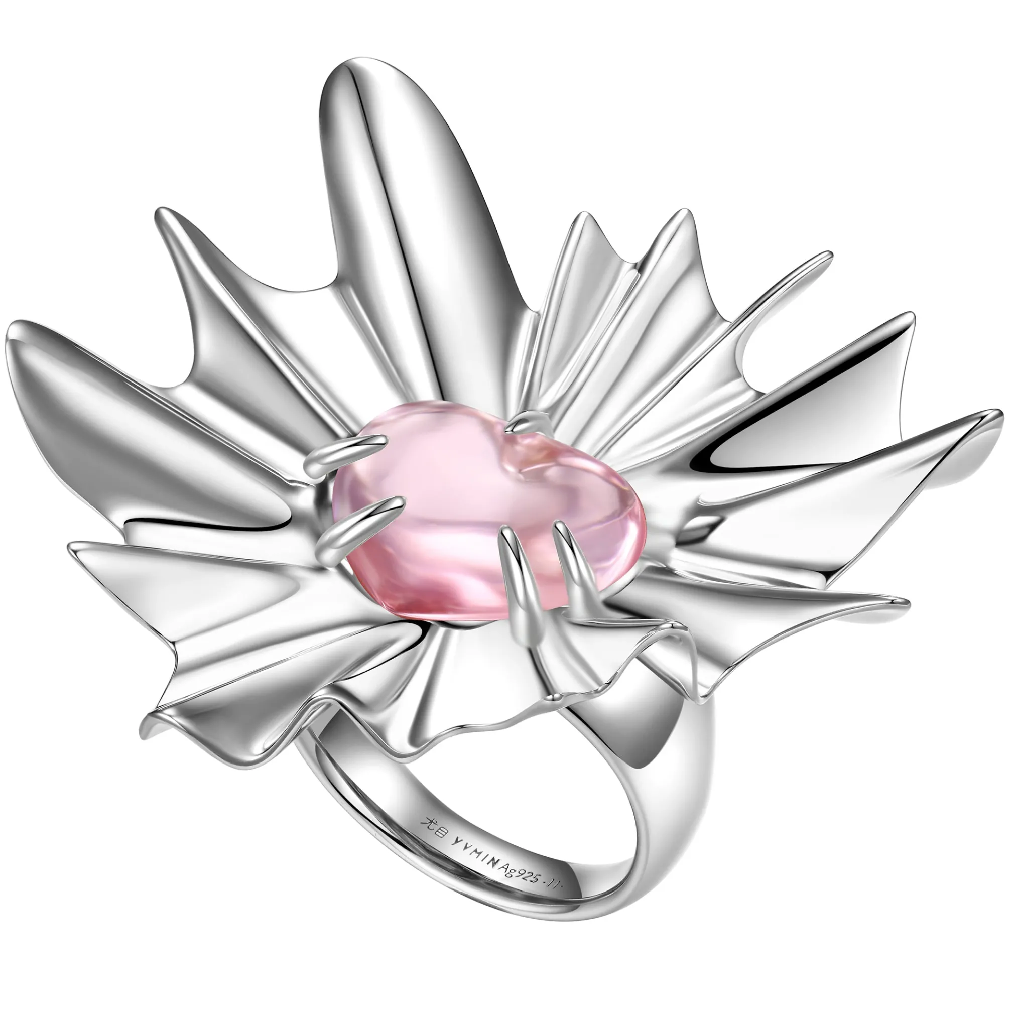 ElectricGirl / Crystal heart with skirts Ring