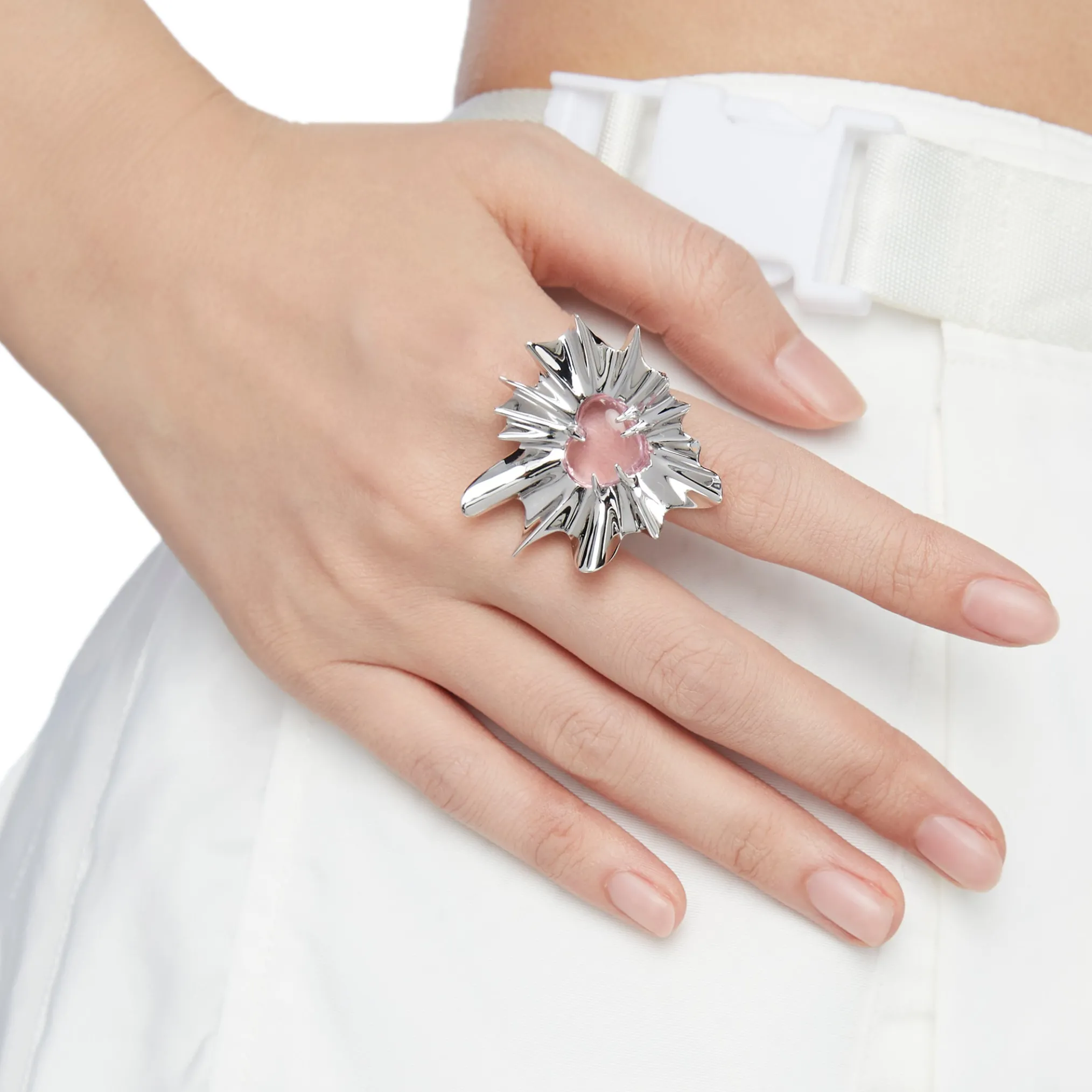 ElectricGirl / Crystal heart with skirts Ring