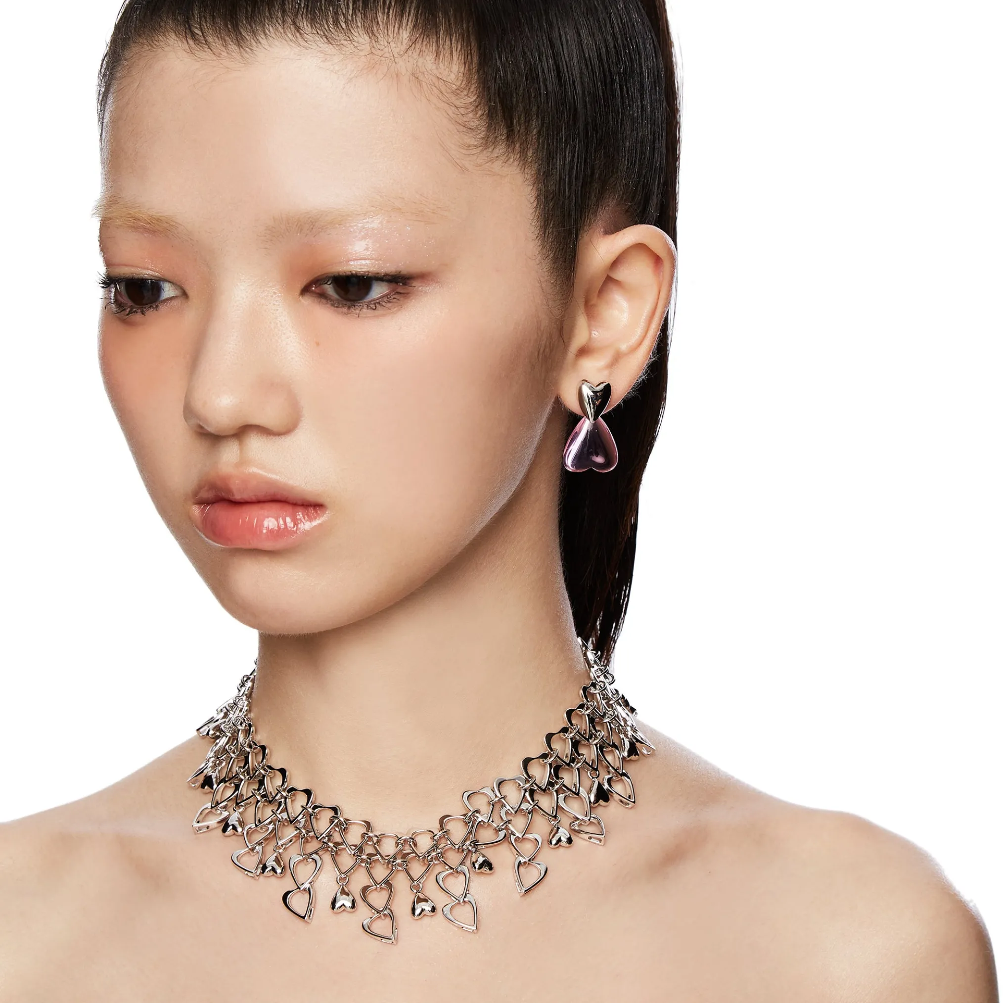 ElectricGirl / Crystal Double Heart Earring