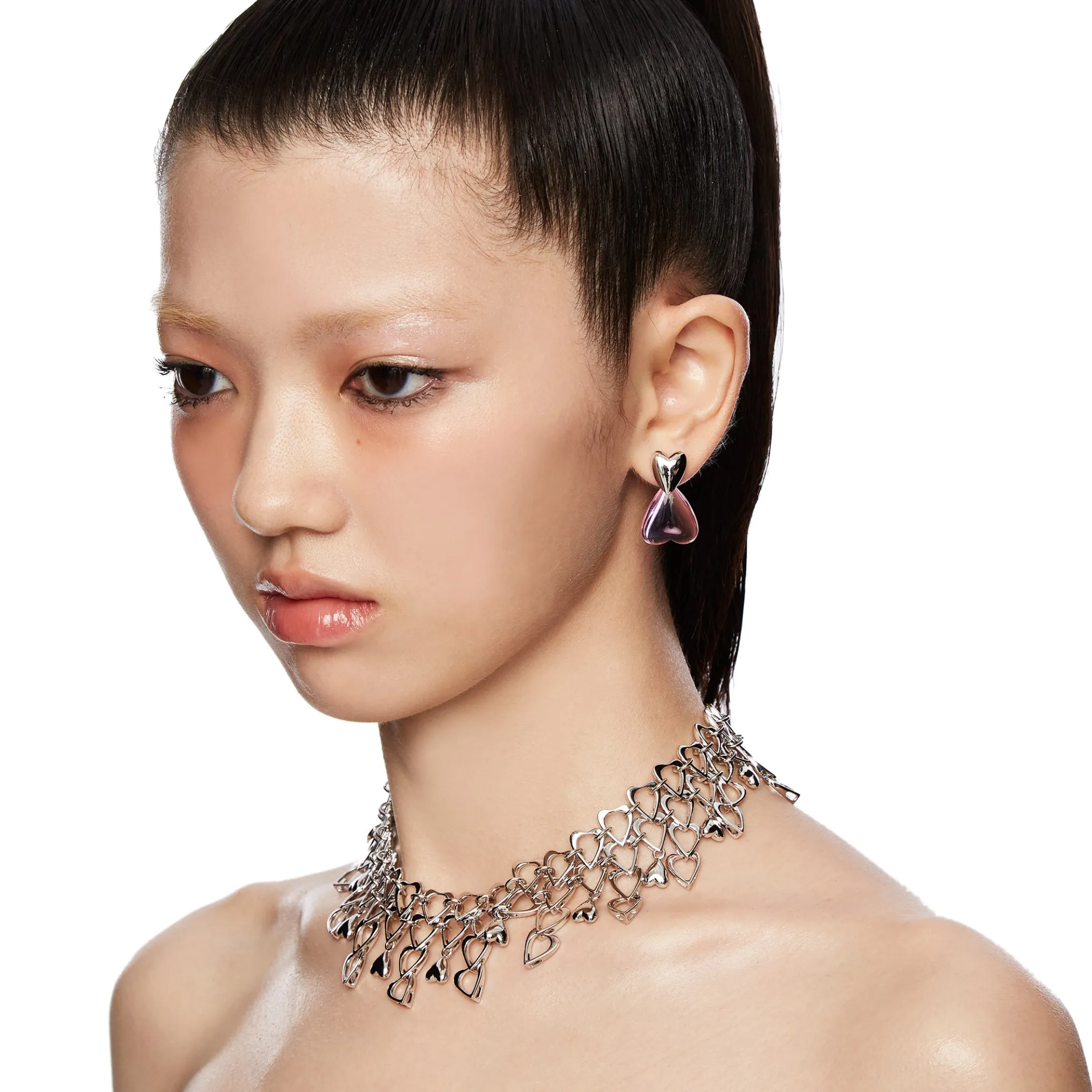 ElectricGirl / Crystal Double Heart Earring