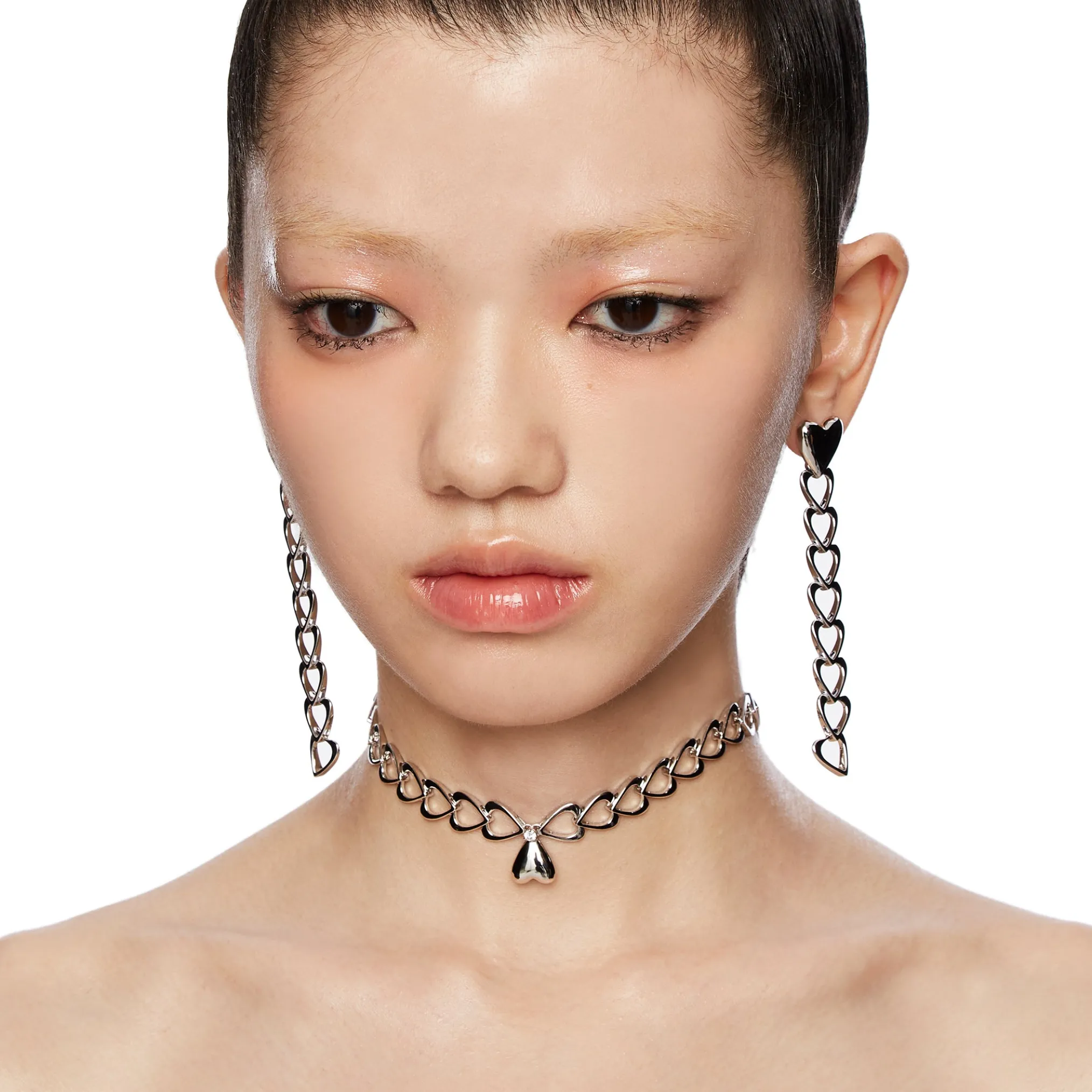 ElectricGirl / Hand-made heart chain Necklace