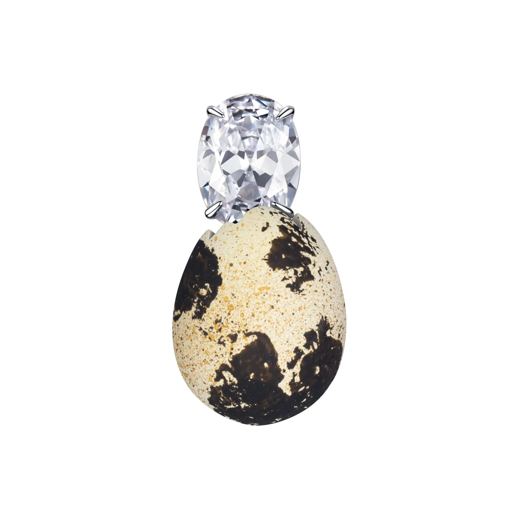 ElectricGirl / Newborn Bird Egg Gemstone Earring