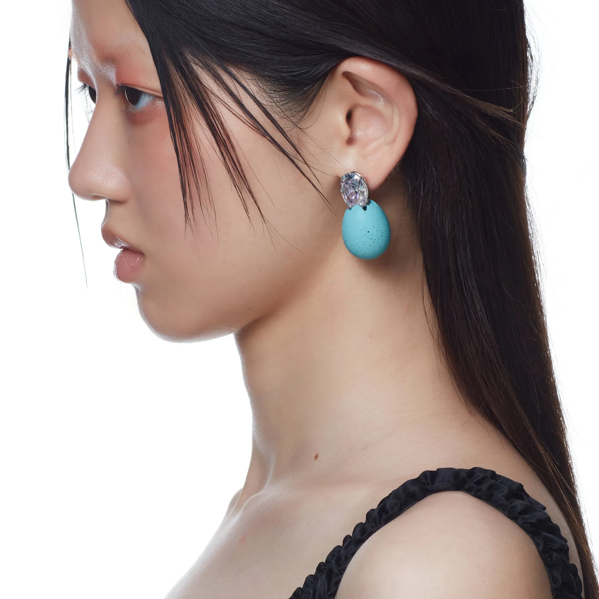 ElectricGirl / Newborn Bird Egg Gemstone Earring