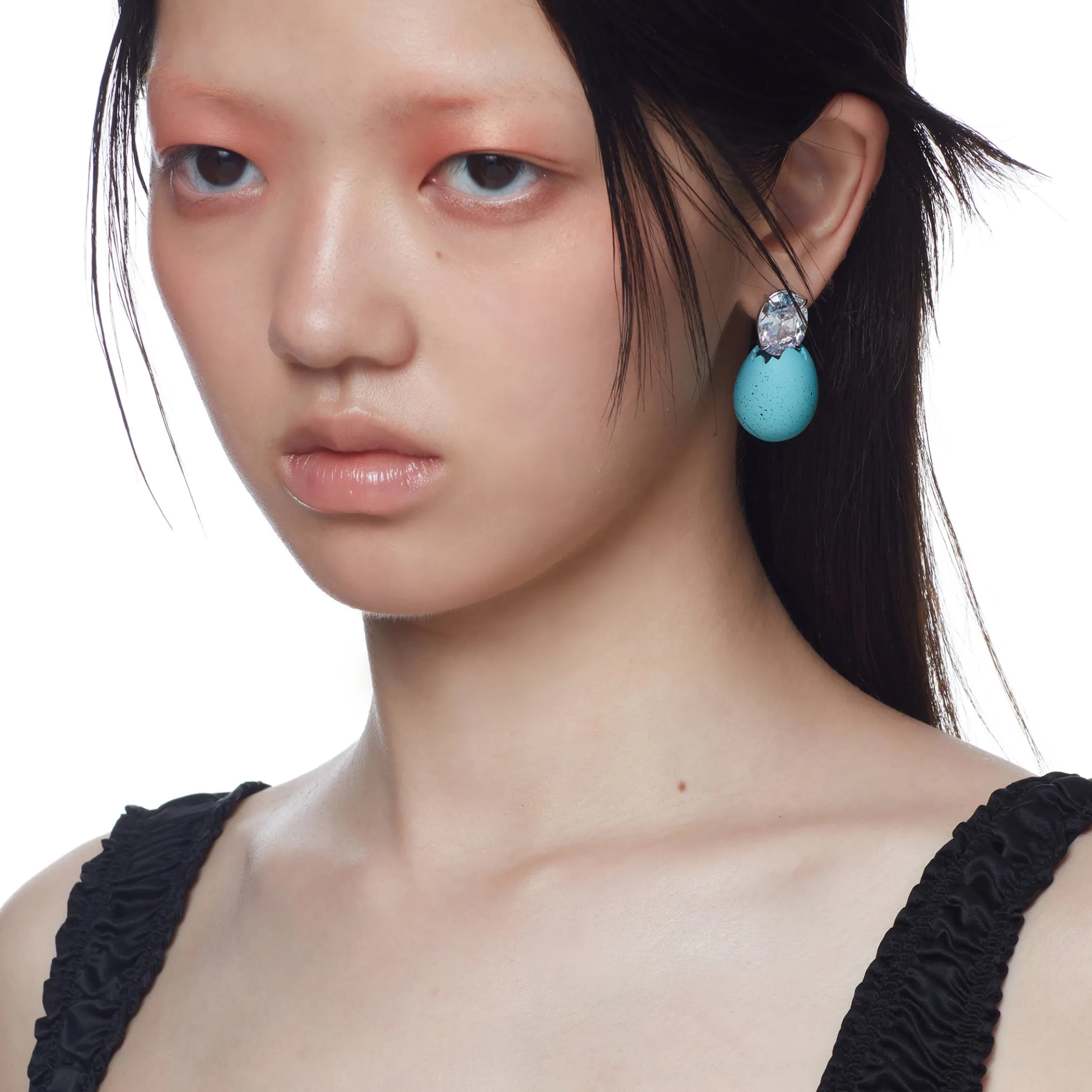 ElectricGirl / Newborn Bird Egg Gemstone Earring