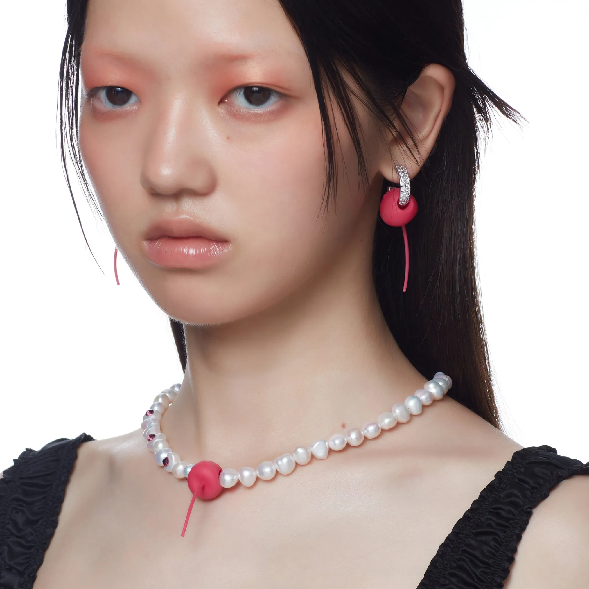 ElectricGirl / Pave Rubber Perforated Cherry Earrings
