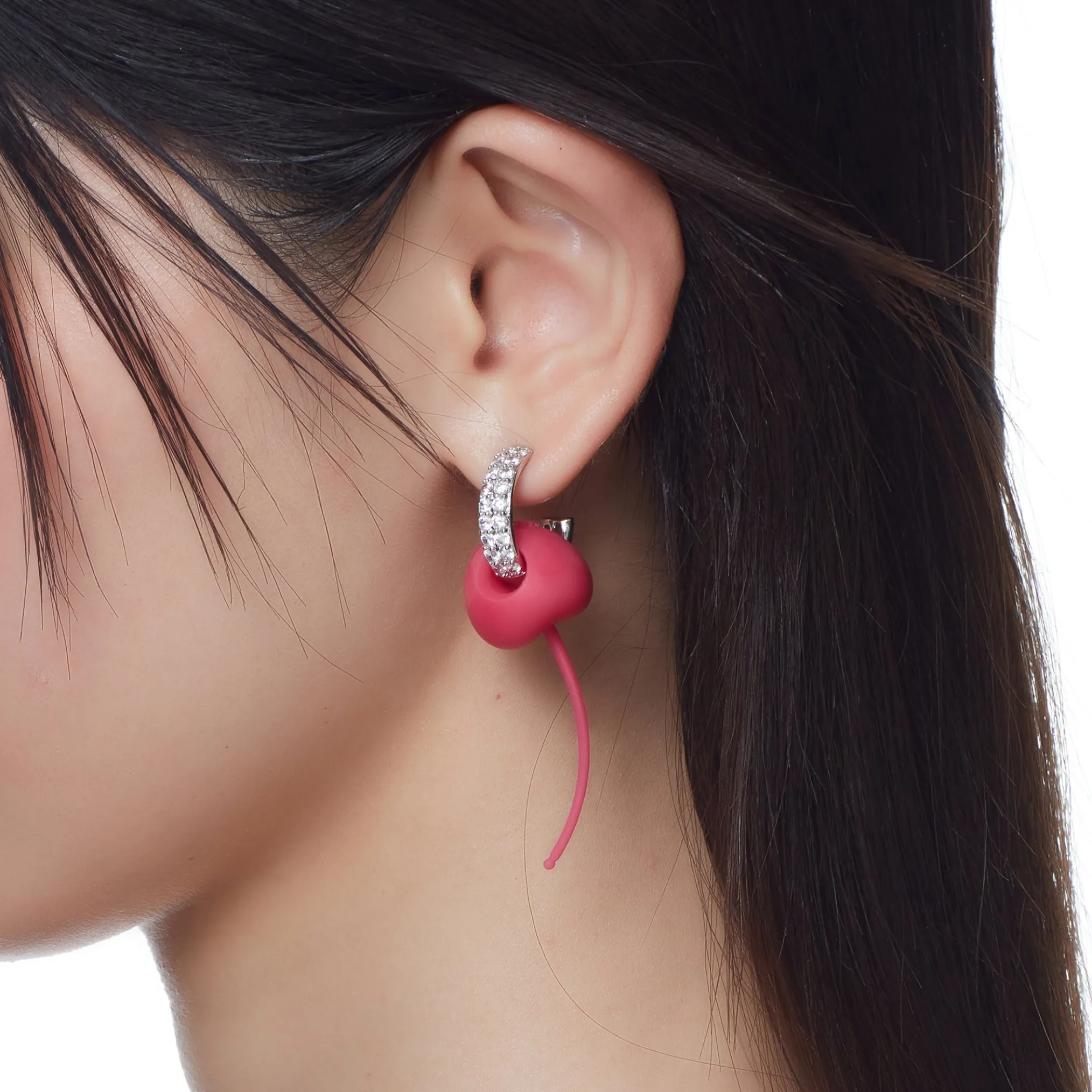 ElectricGirl / Pave Rubber Perforated Cherry Earrings