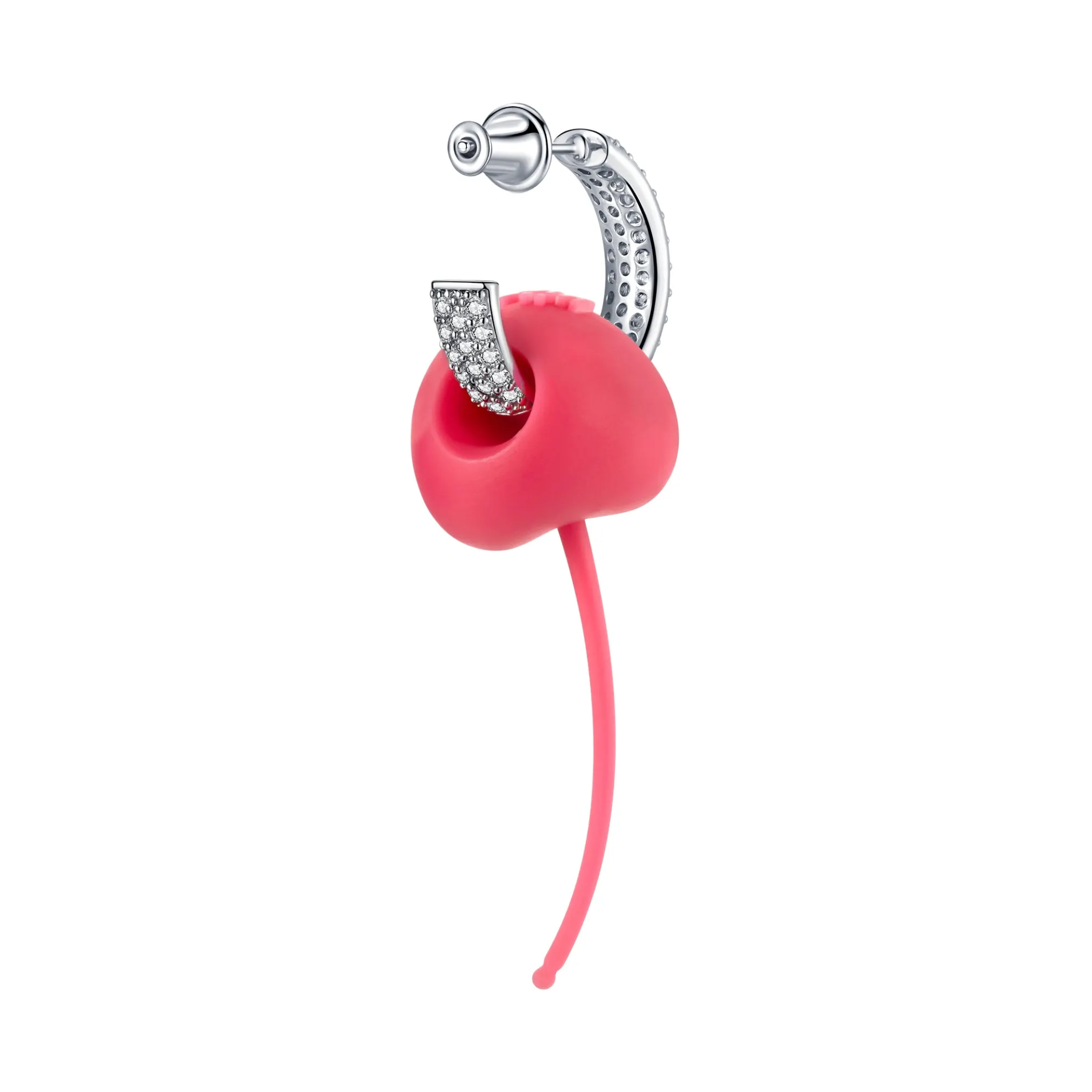 ElectricGirl / Pave Rubber Perforated Cherry Earrings