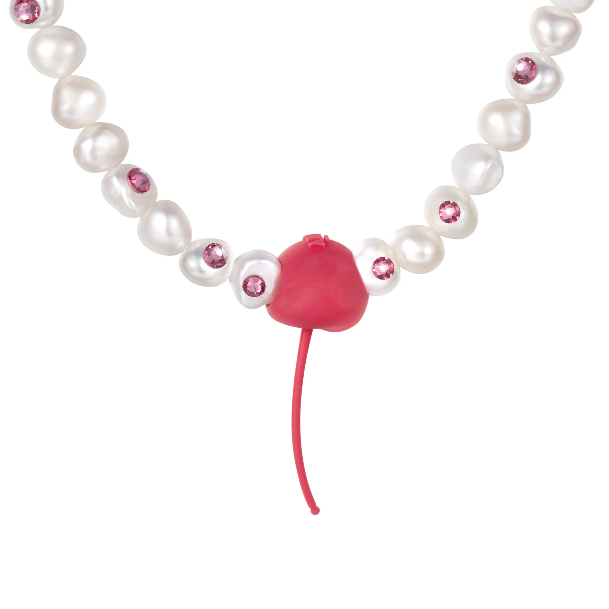 ElectricGirl / Pearl Perforated Gemstone Cherry Necklace