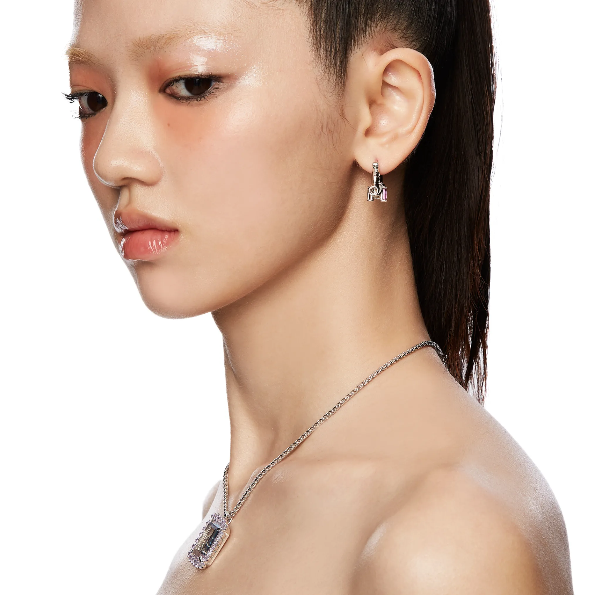 ElectricGirl / Square Gem Photo Frame Necklace