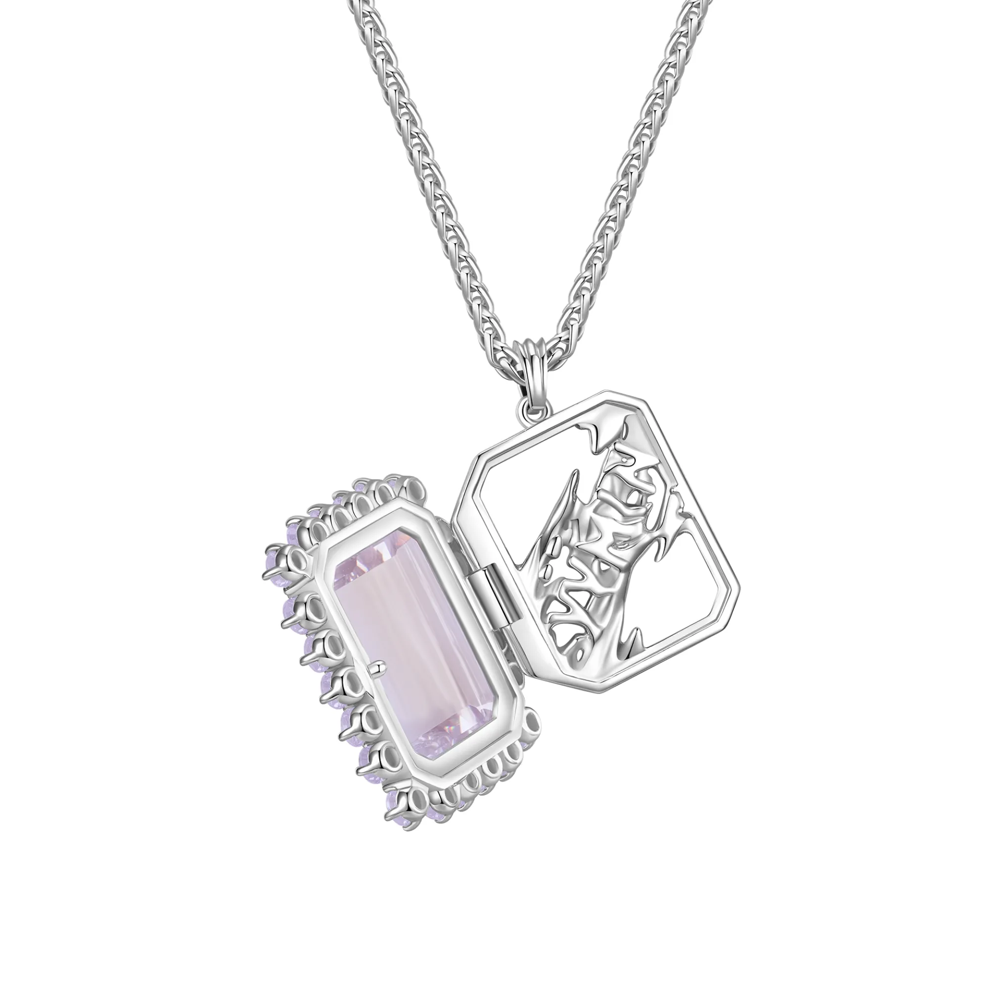 ElectricGirl / Square Gem Photo Frame Necklace