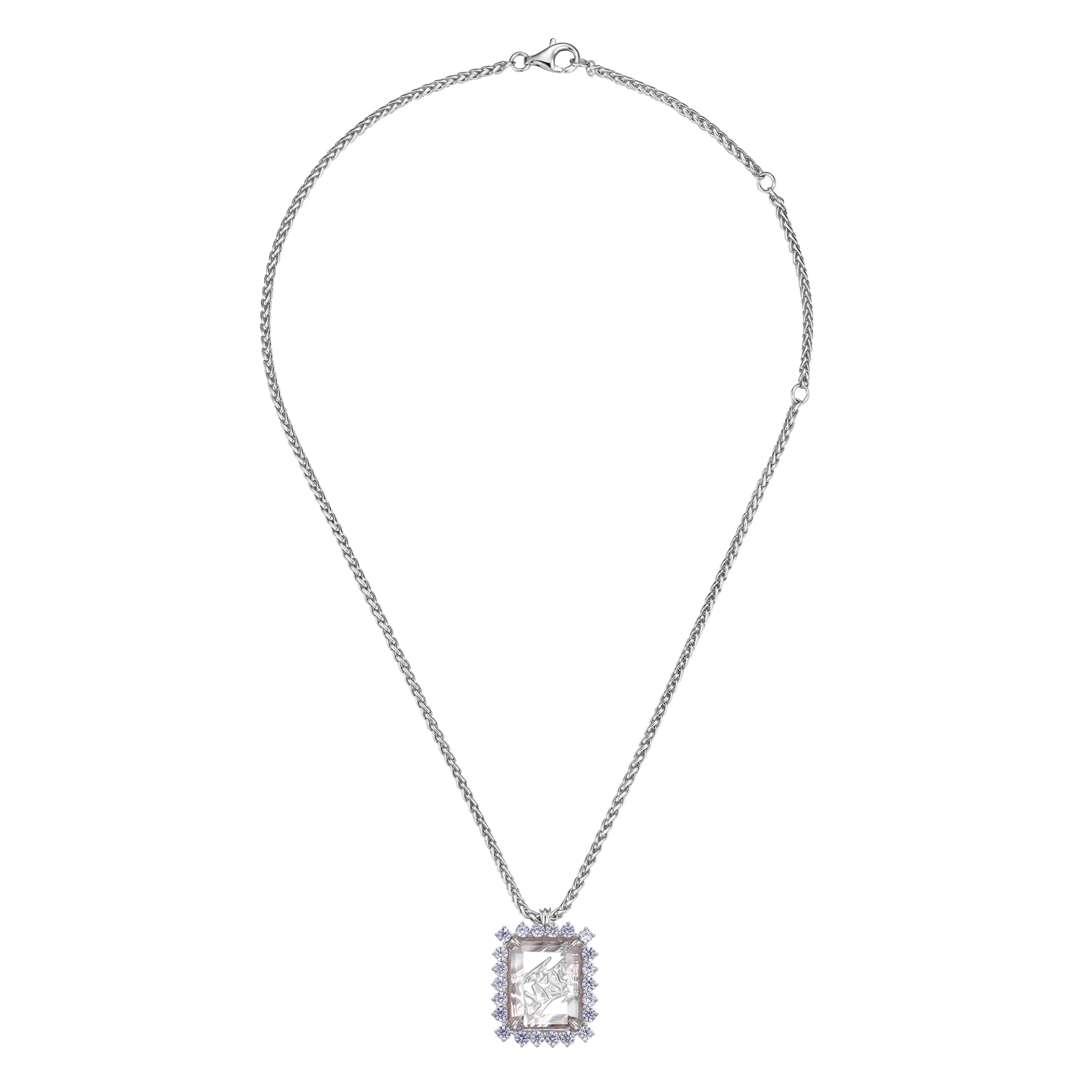 ElectricGirl / Square Gem Photo Frame Necklace