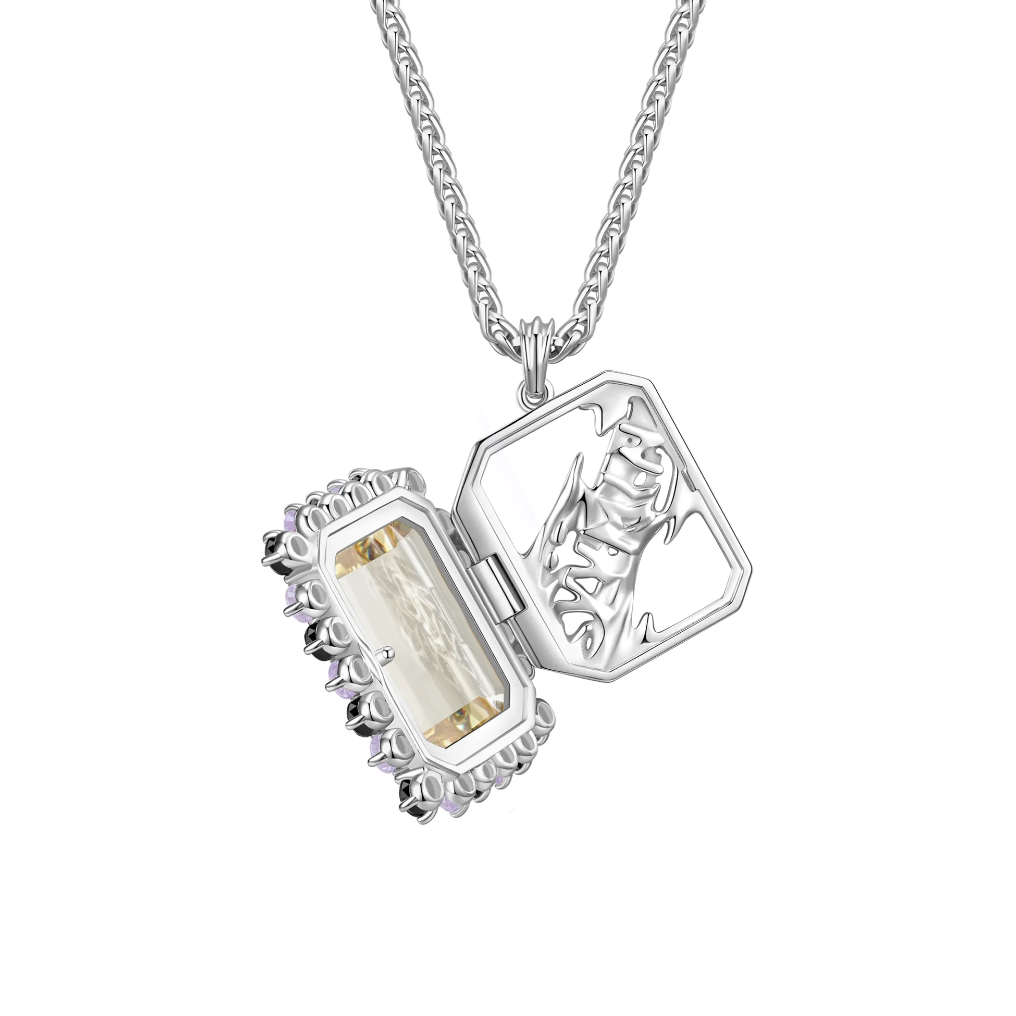 ElectricGirl / Square Gem Photo Frame Necklace