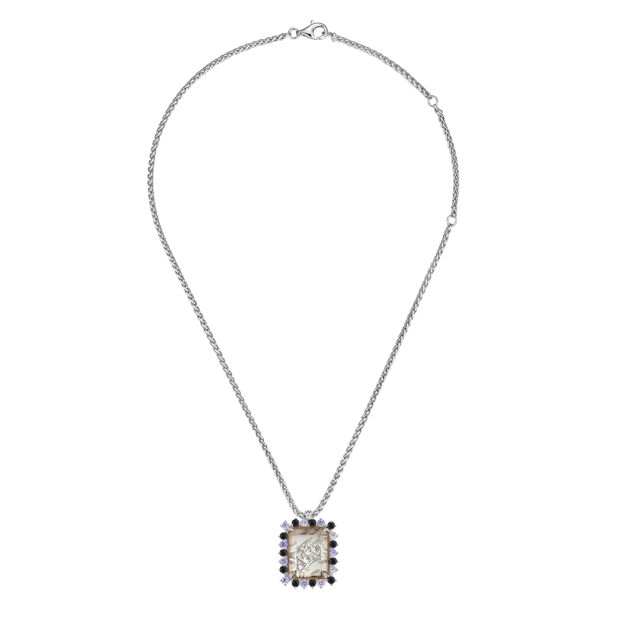 ElectricGirl / Square Gem Photo Frame Necklace