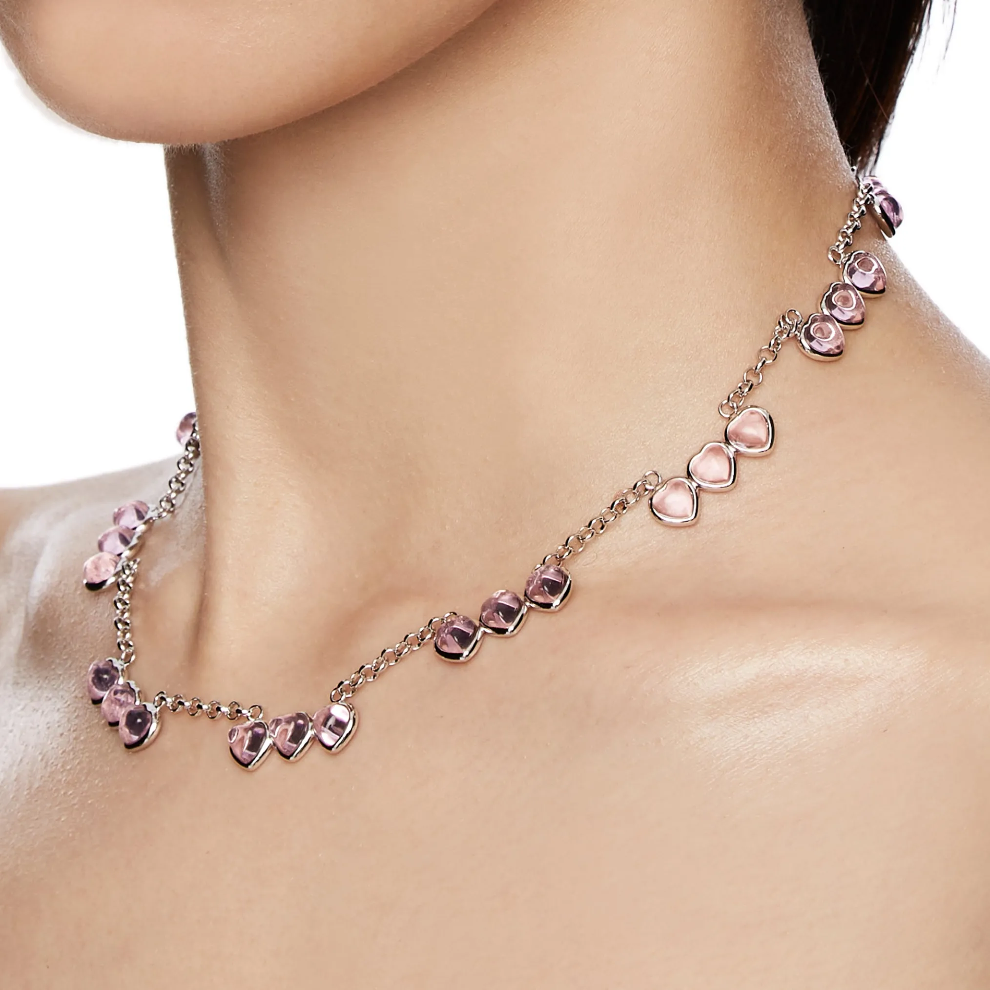 ElectricGirl / Triple crystal hearts Necklace