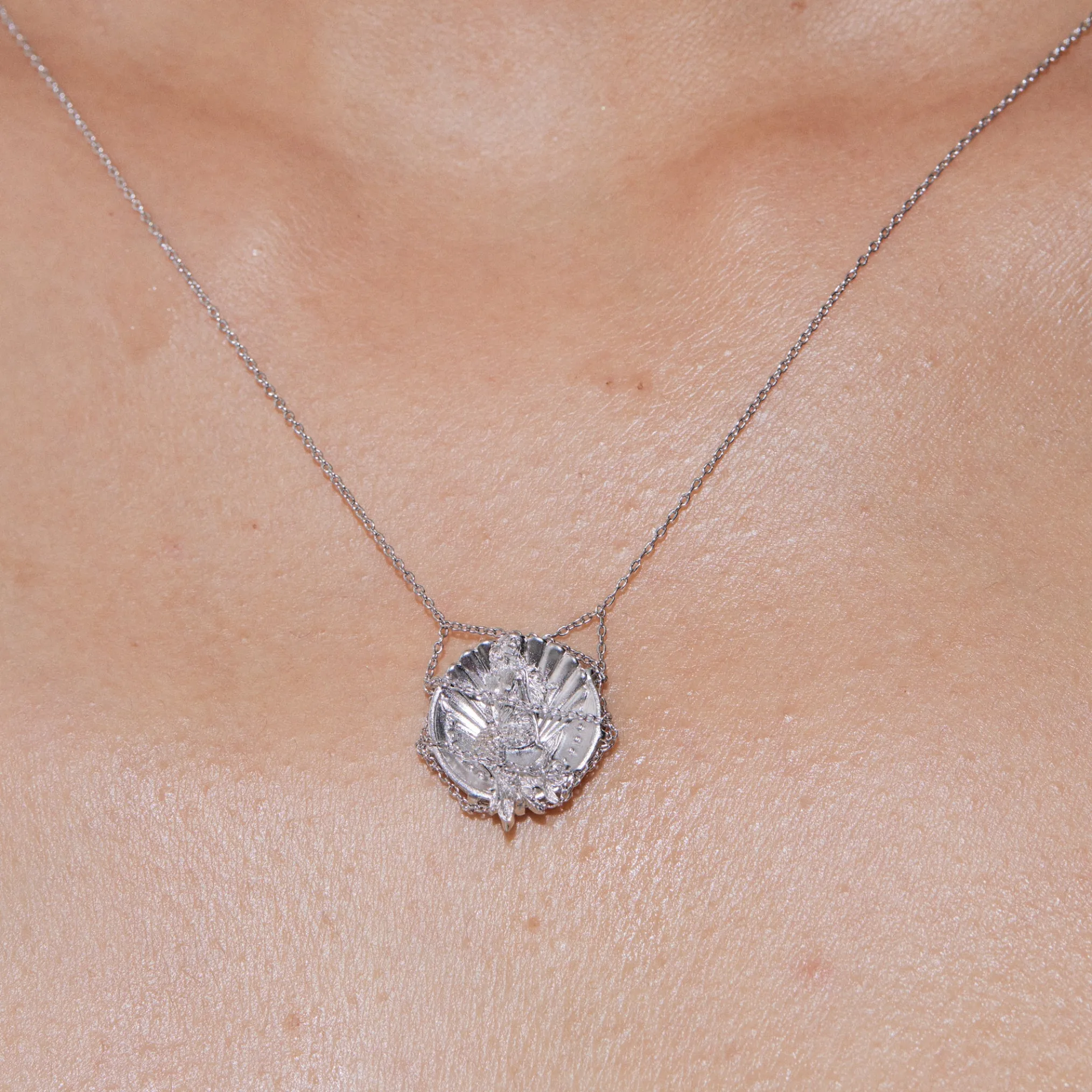 Mermaid / Mermaid Web Coin Long Necklace