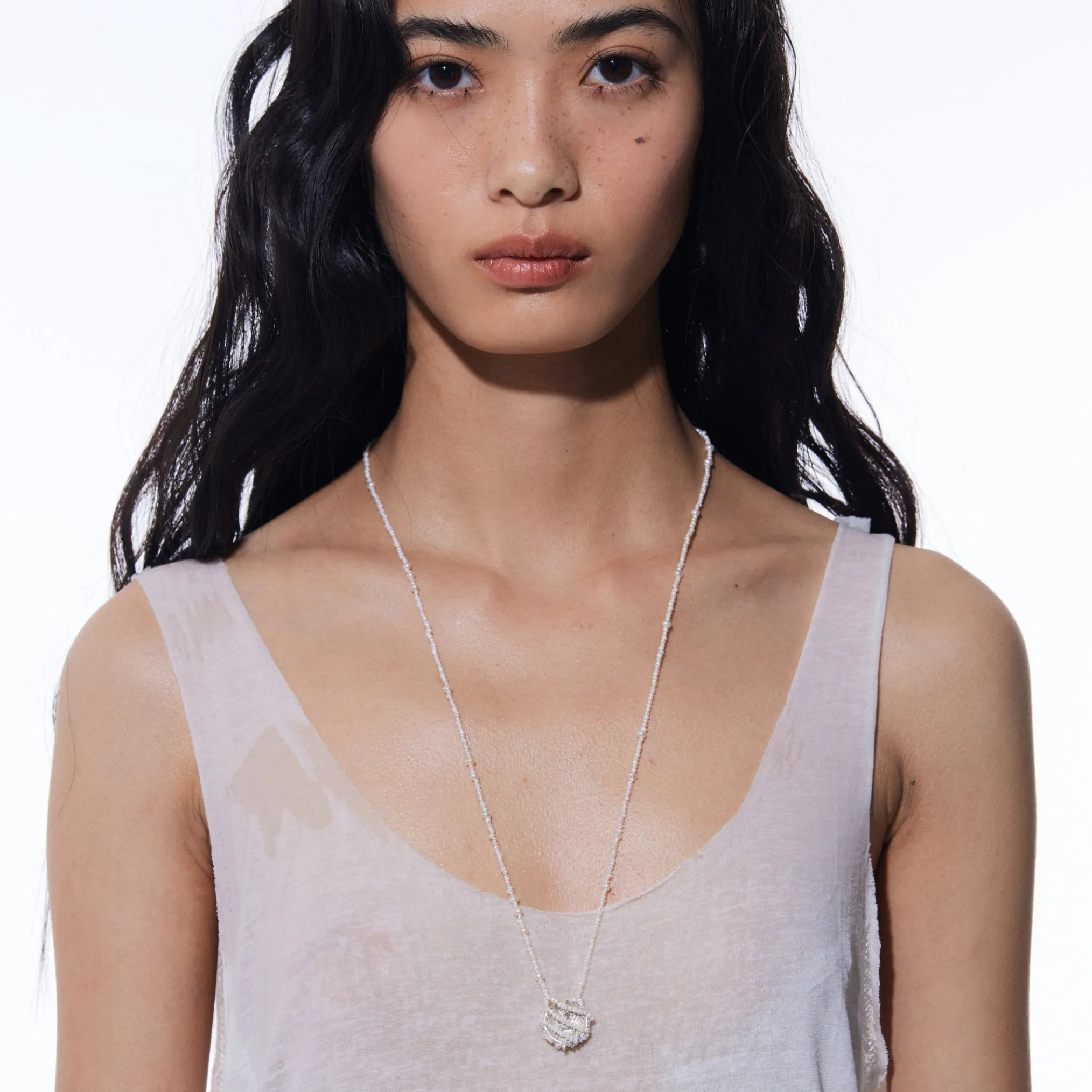 Mermaid / Pearl Web Coin Necklace