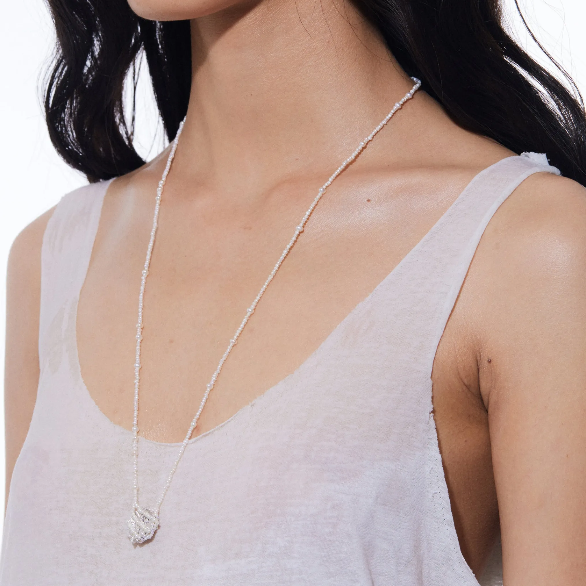 Mermaid / Pearl Web Coin Necklace