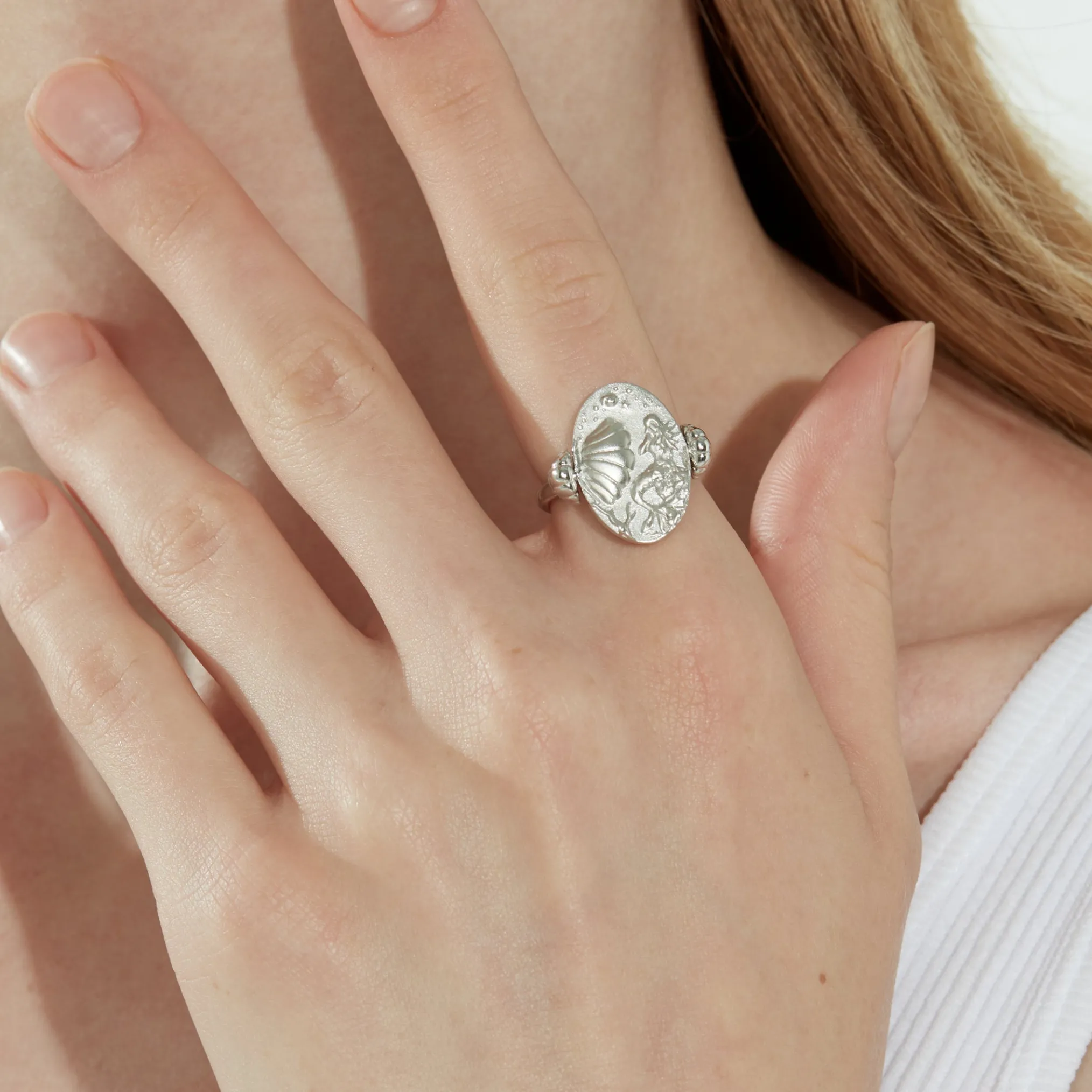 Mermaid / Shell Coin Double Side Ring