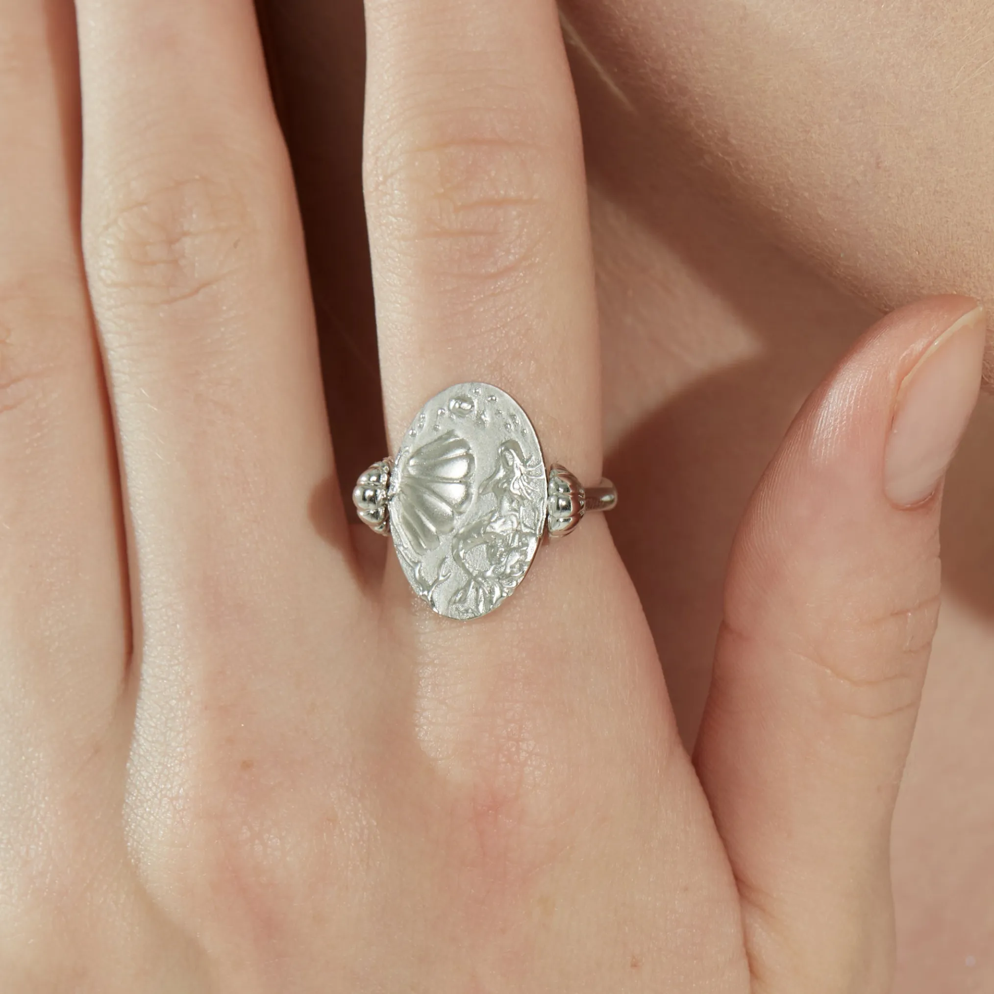Mermaid / Shell Coin Double Side Ring