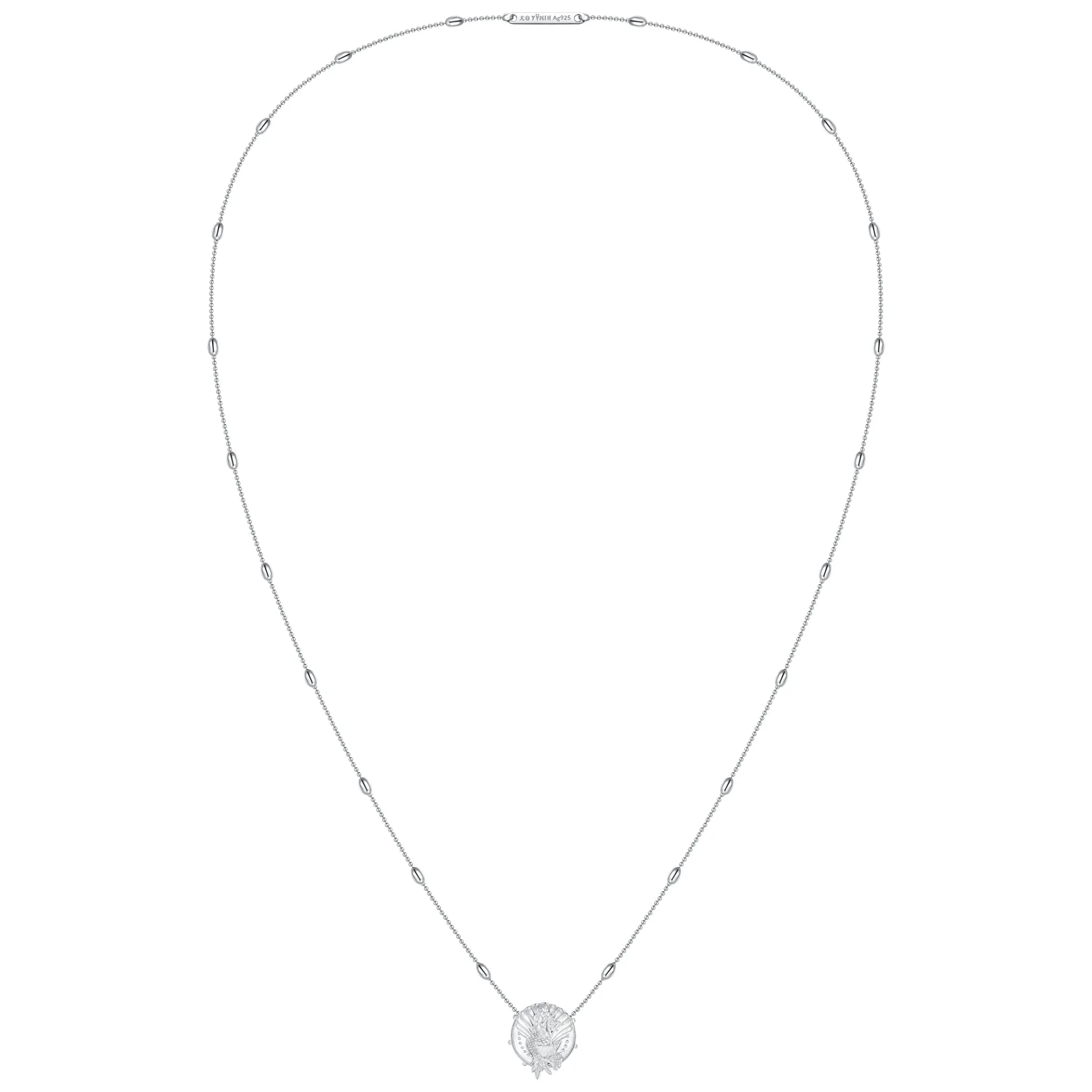 Mermaid / Silver Coin Long Necklace