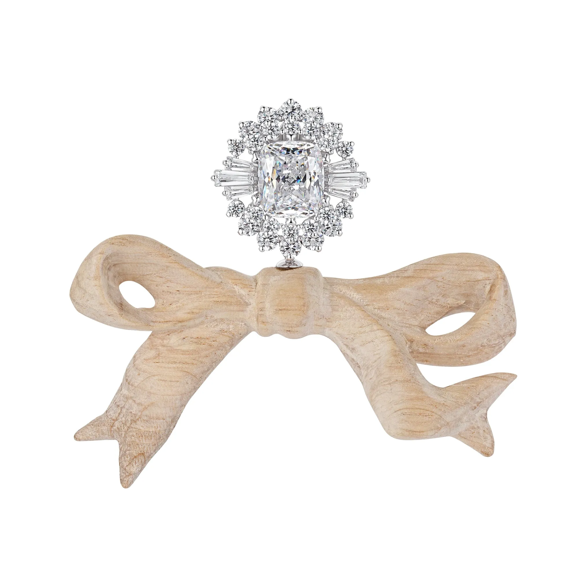 New Material / Wooden Bow Gemstone Earring