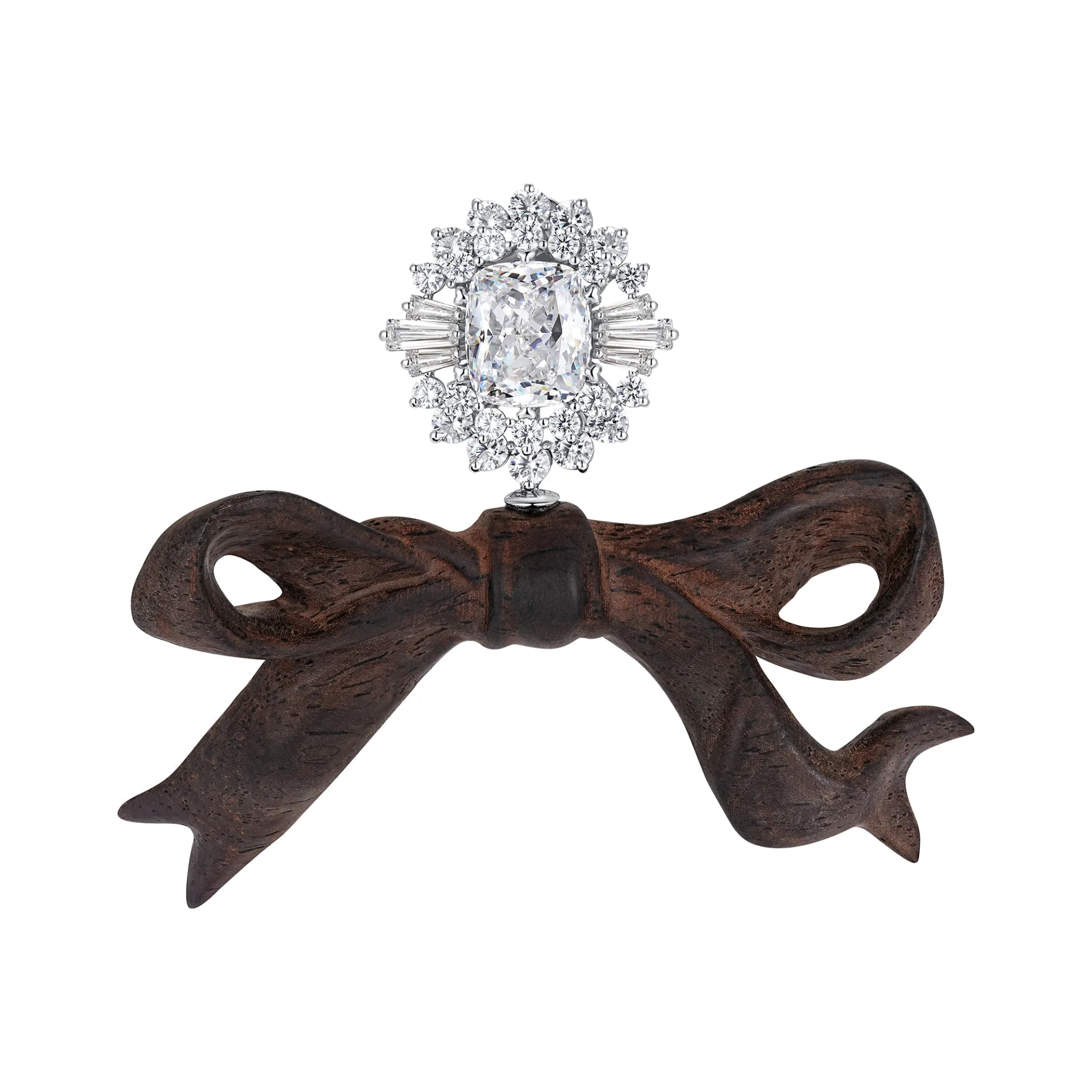 New Material / Wooden Bow Gemstone Earring