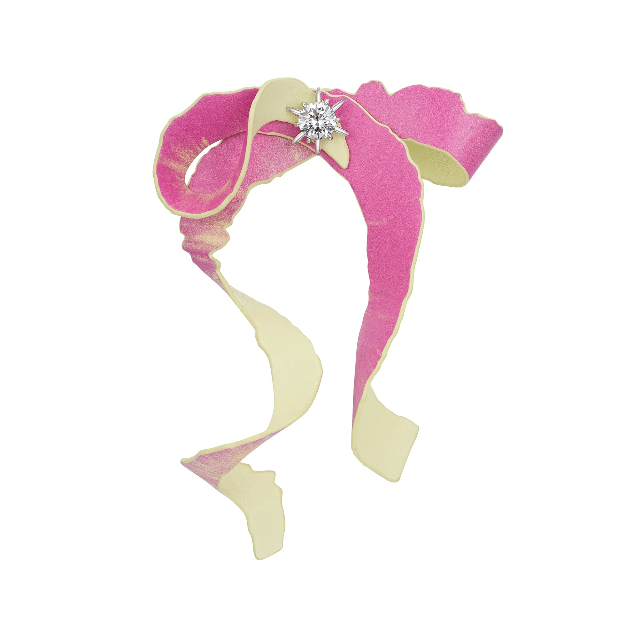 Paradise / Apple Peel Leather Bow Gemstone Earring