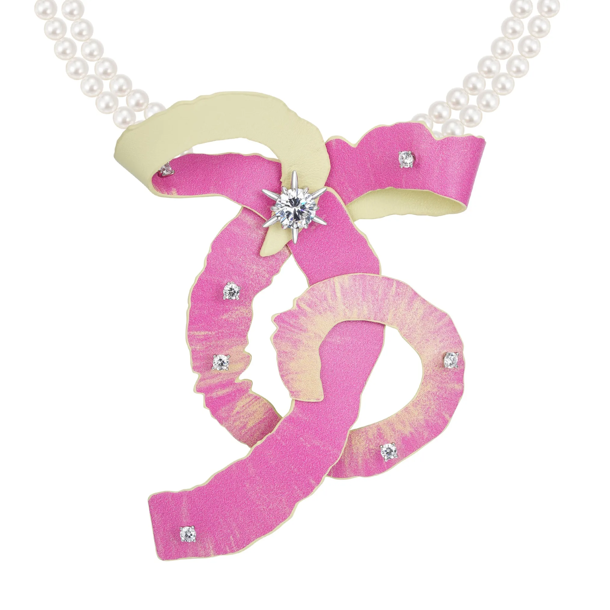 Paradise / Apple Peel Bow Pearl Necklace