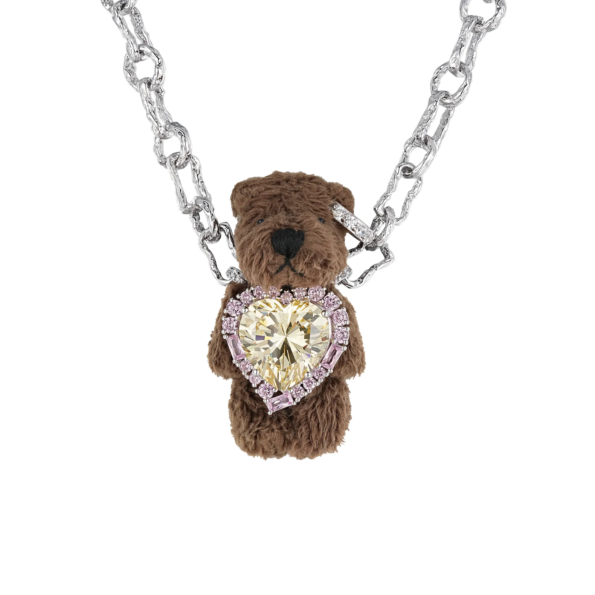 Paradise / Asymmetric Heart Bear Necklace