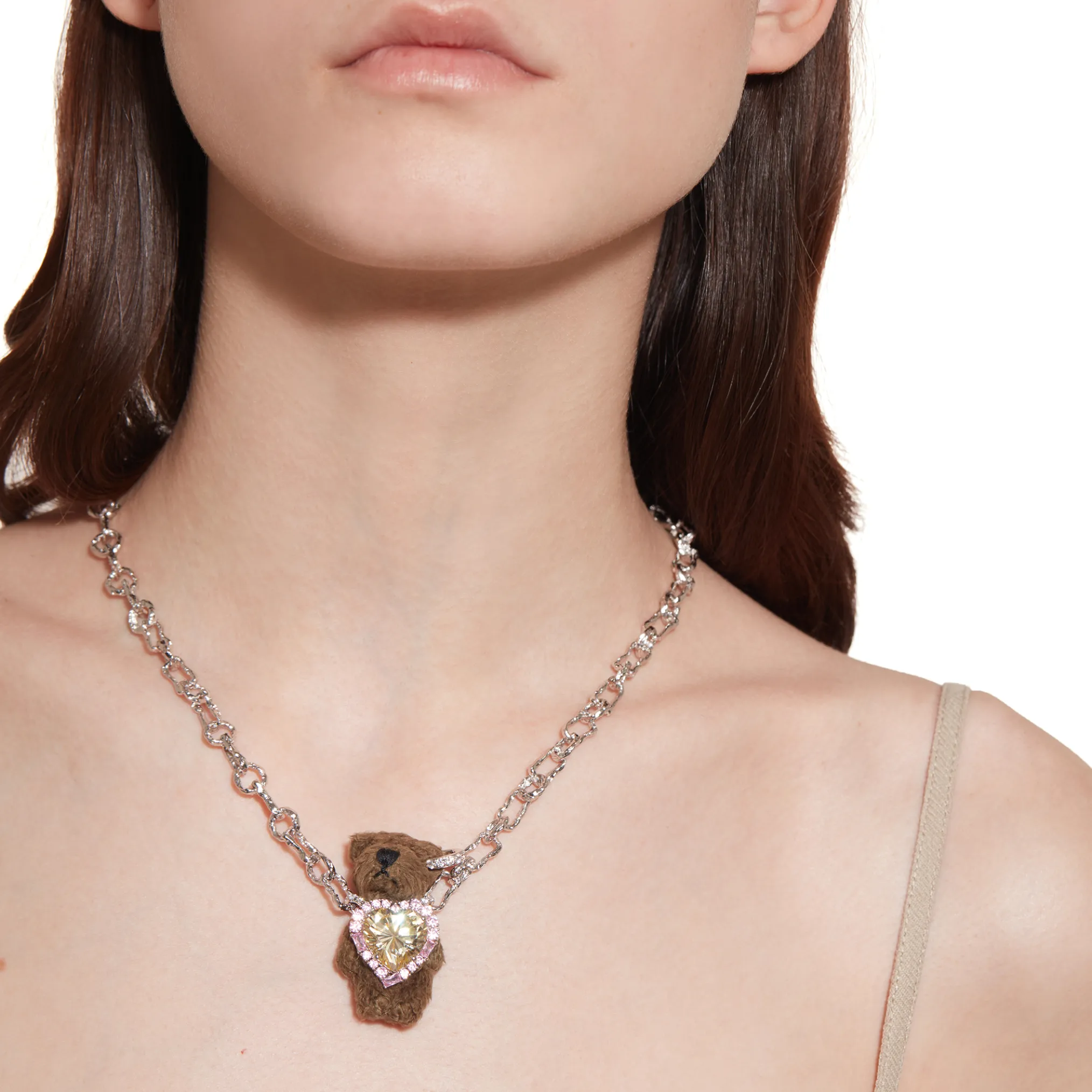 Paradise / Asymmetric Heart Bear Necklace