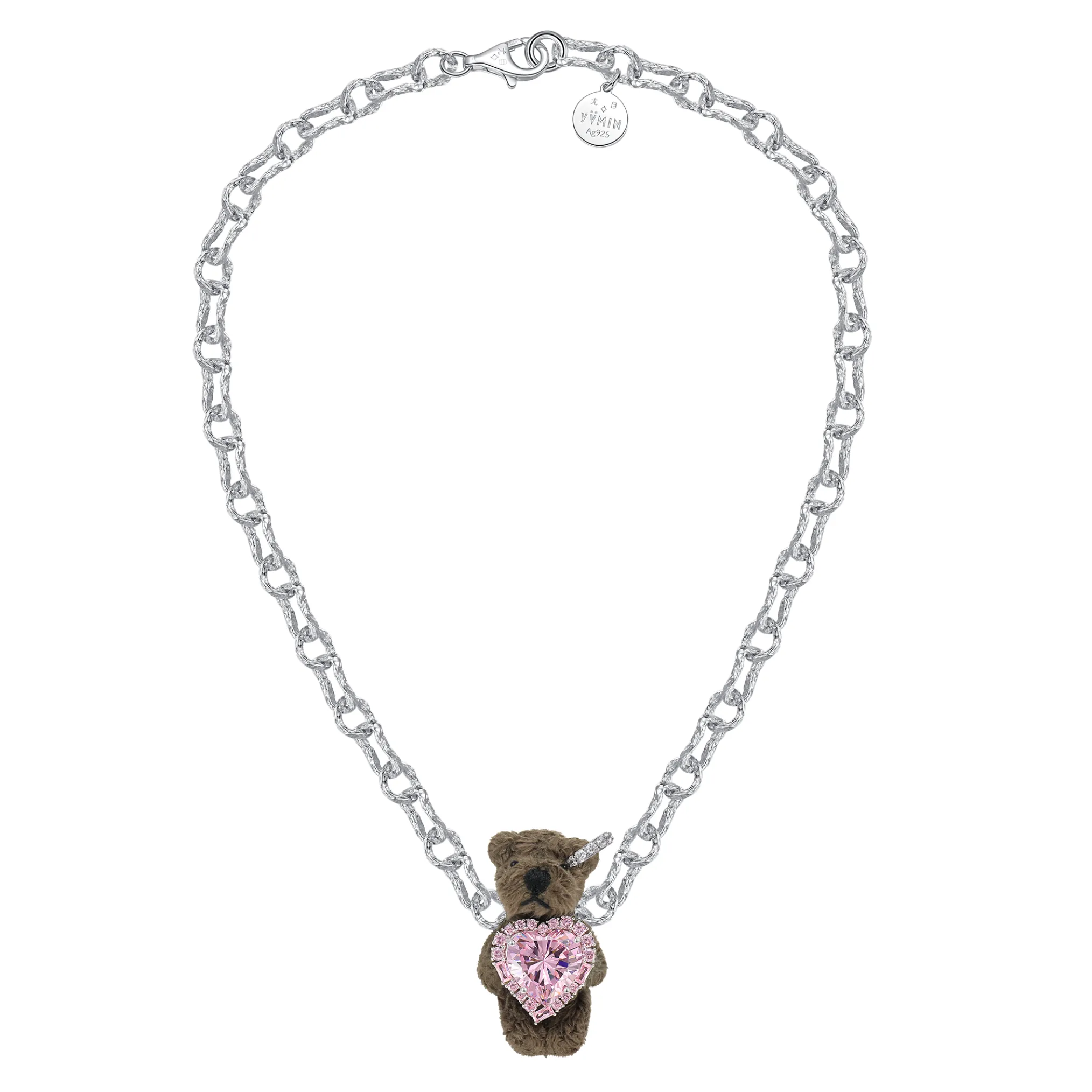 Paradise / Asymmetric Heart Bear Necklace