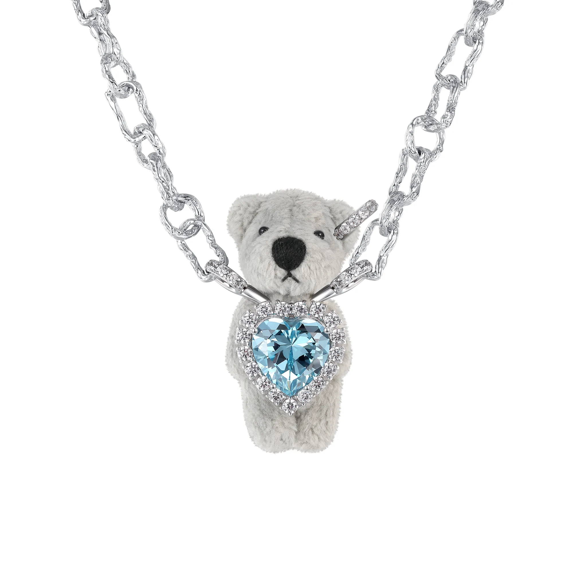 Paradise / Asymmetric Heart Bear Necklace