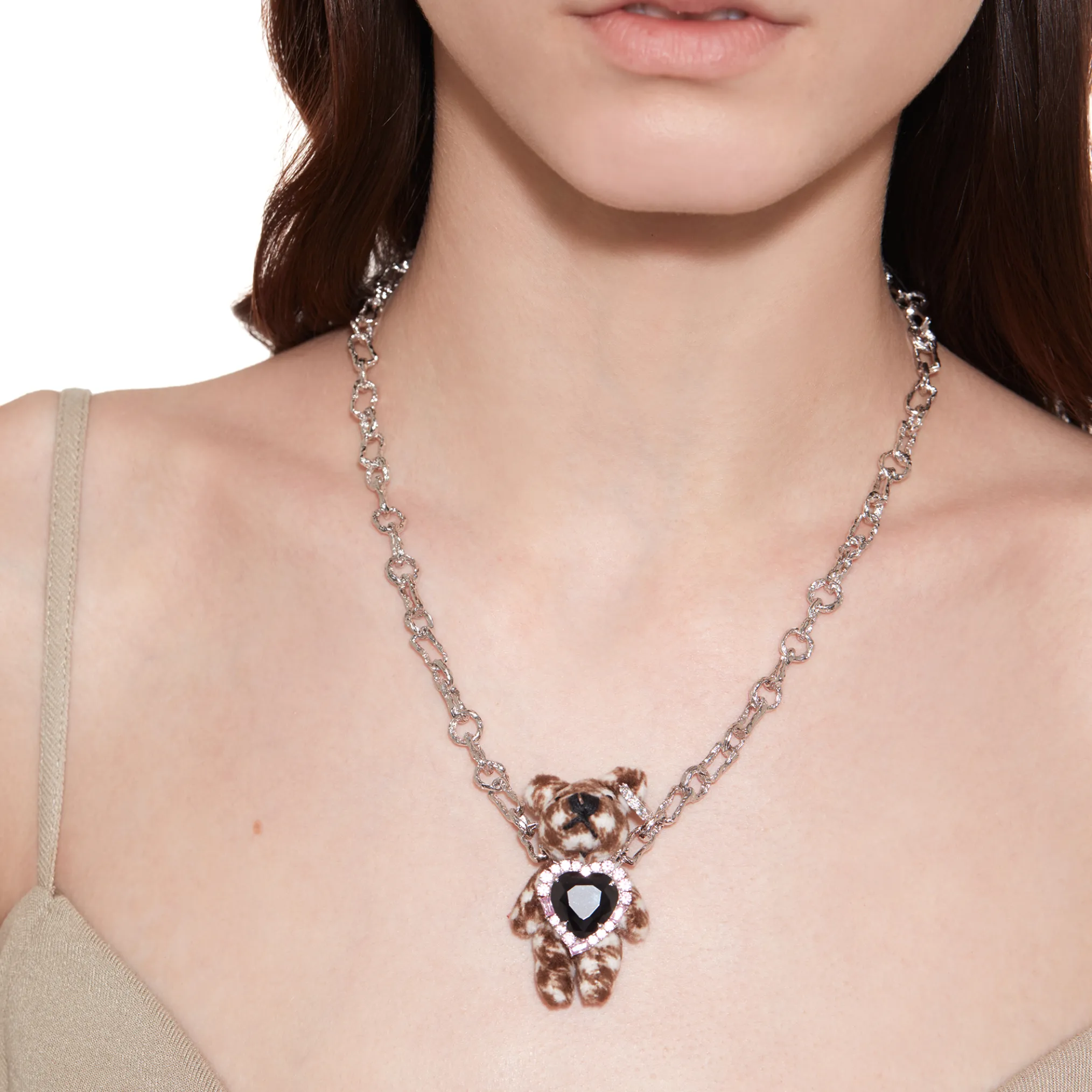 Paradise / Asymmetric Heart Bear Necklace